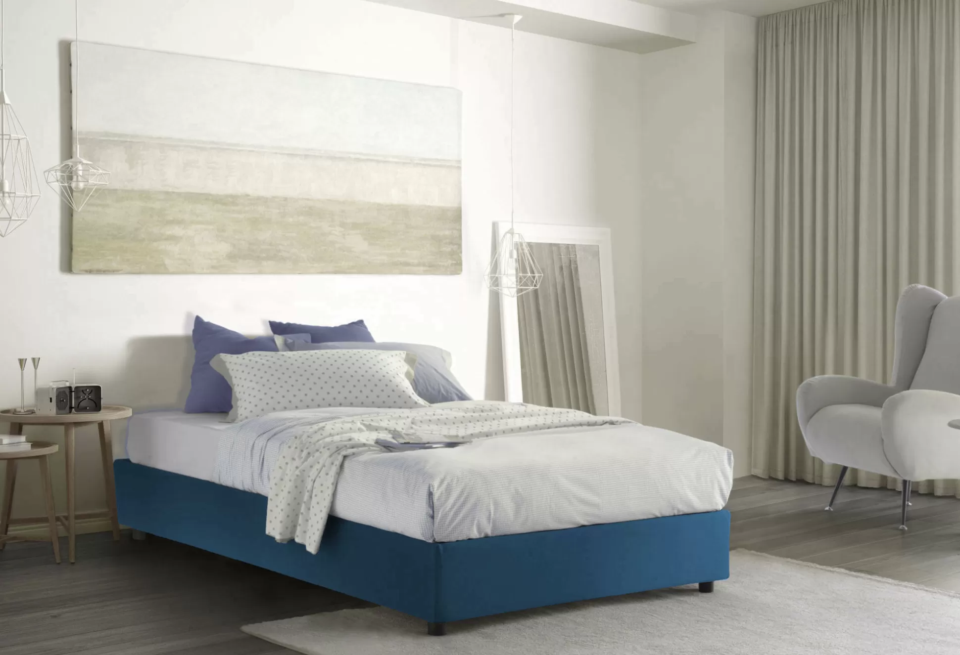 Dmora Letti Alla Francese<Letto alla francese Alaksir, con materasso Cm 140x200 incluso,