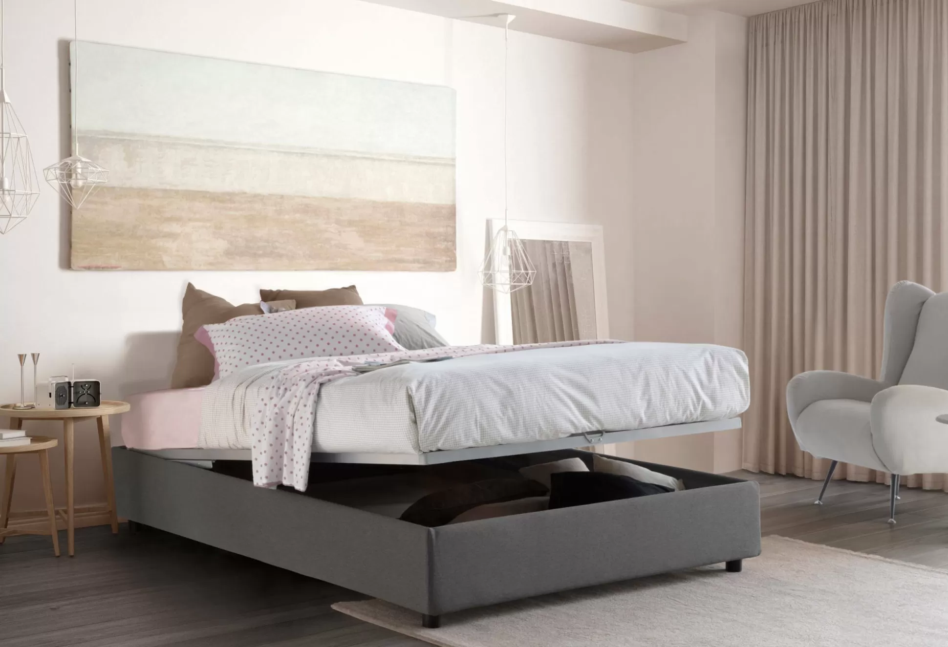 Dmora Letti Alla Francese<Letto alla francese Alaksir, con materasso Cm 140x200 incluso,