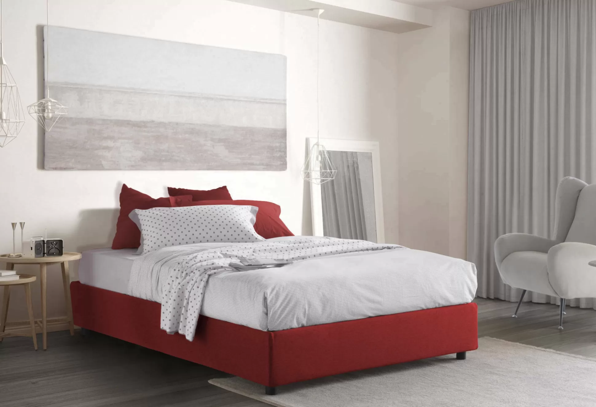 Dmora Letti Alla Francese<Letto alla francese Alaksir, con materasso Cm 140x200 incluso,