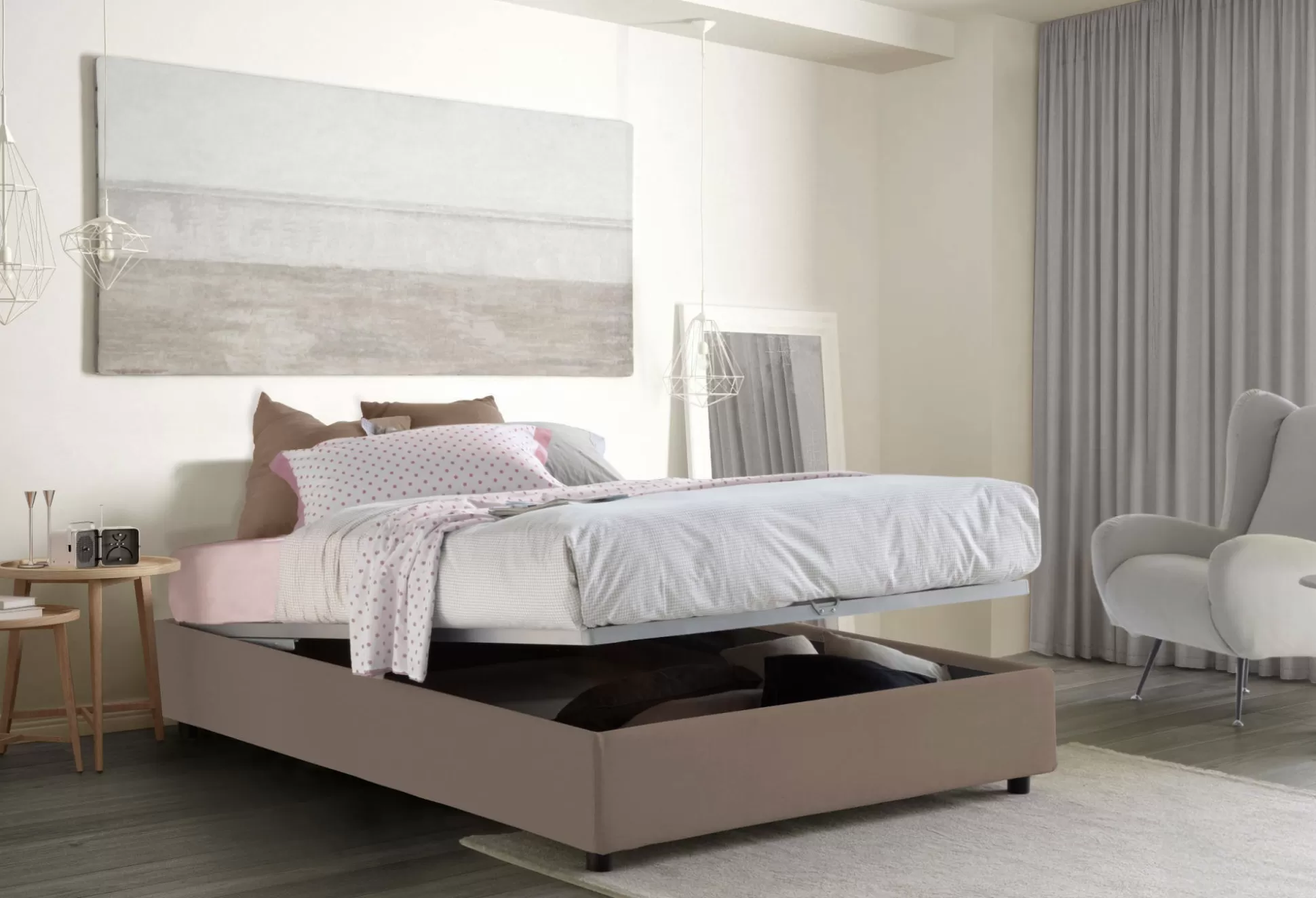 Dmora Letti Alla Francese<Letto alla francese Alaksir, con materasso Cm 140x200 incluso,