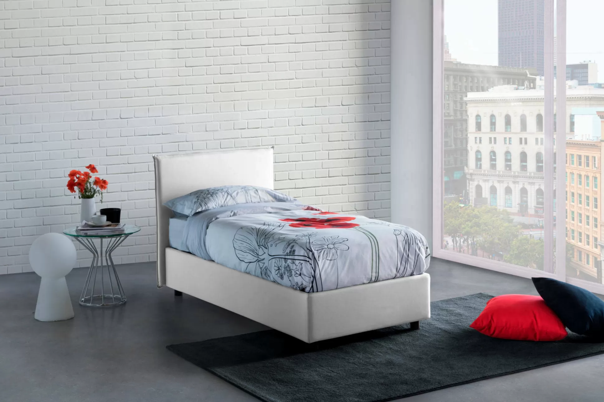 Dmora Letti Alla Francese<Letto alla francese Alion, con materasso Cm 140x190 incluso,