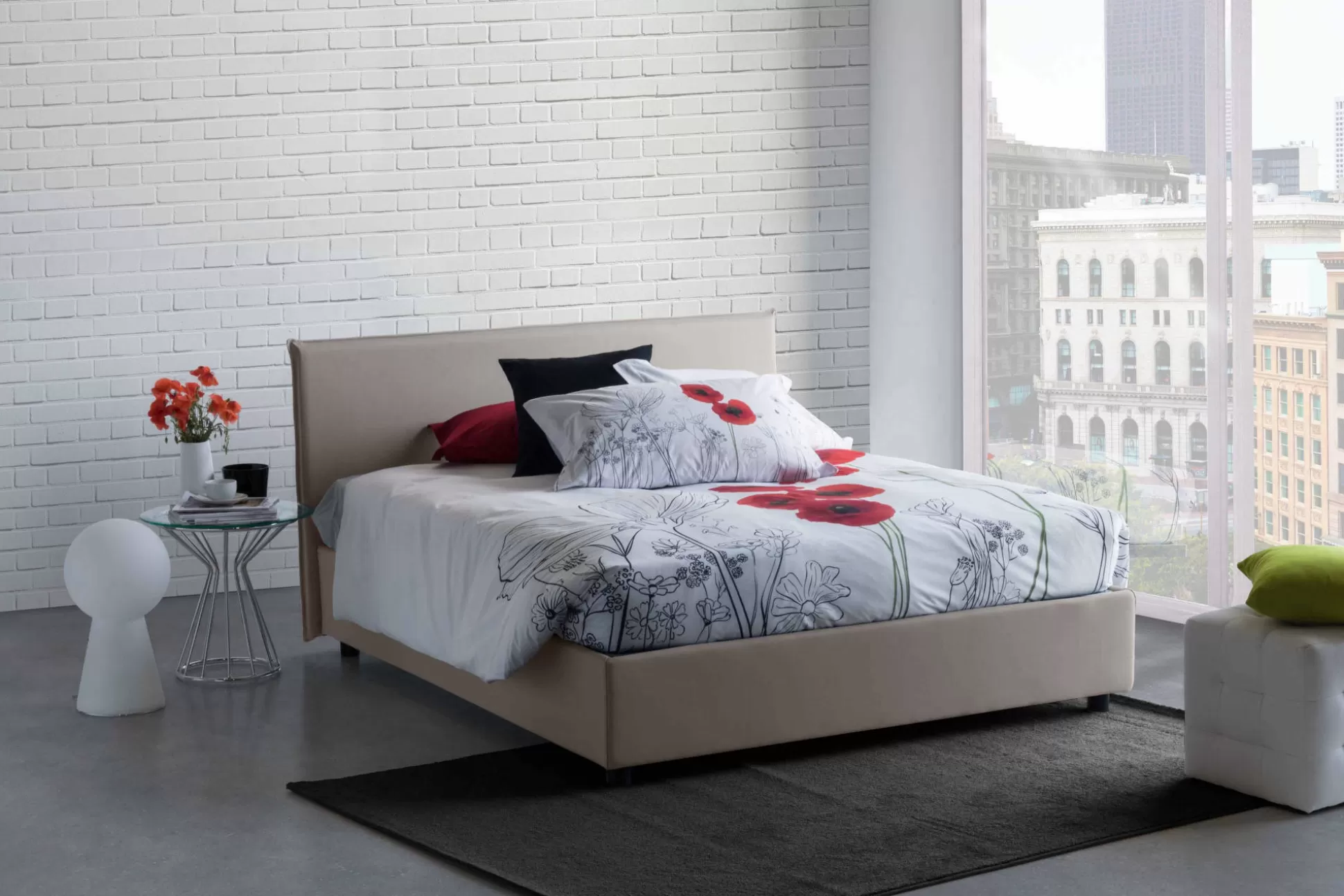 Dmora Letti Alla Francese<Letto alla francese Alion, con materasso Cm 140x190 incluso,