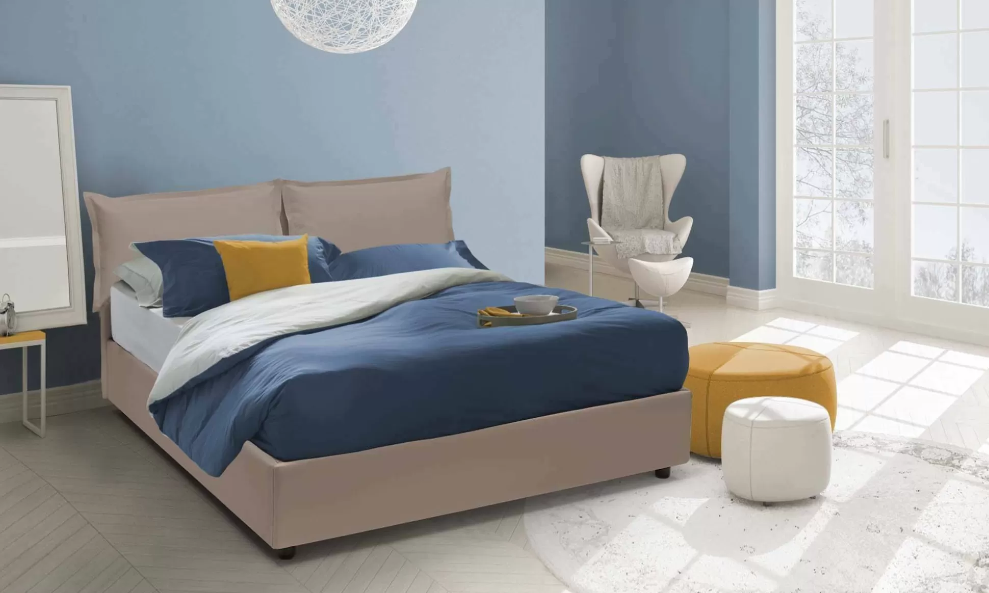 Dmora Letti Alla Francese<Letto alla francese Amelh, adatto per materasso Cm 140x190,