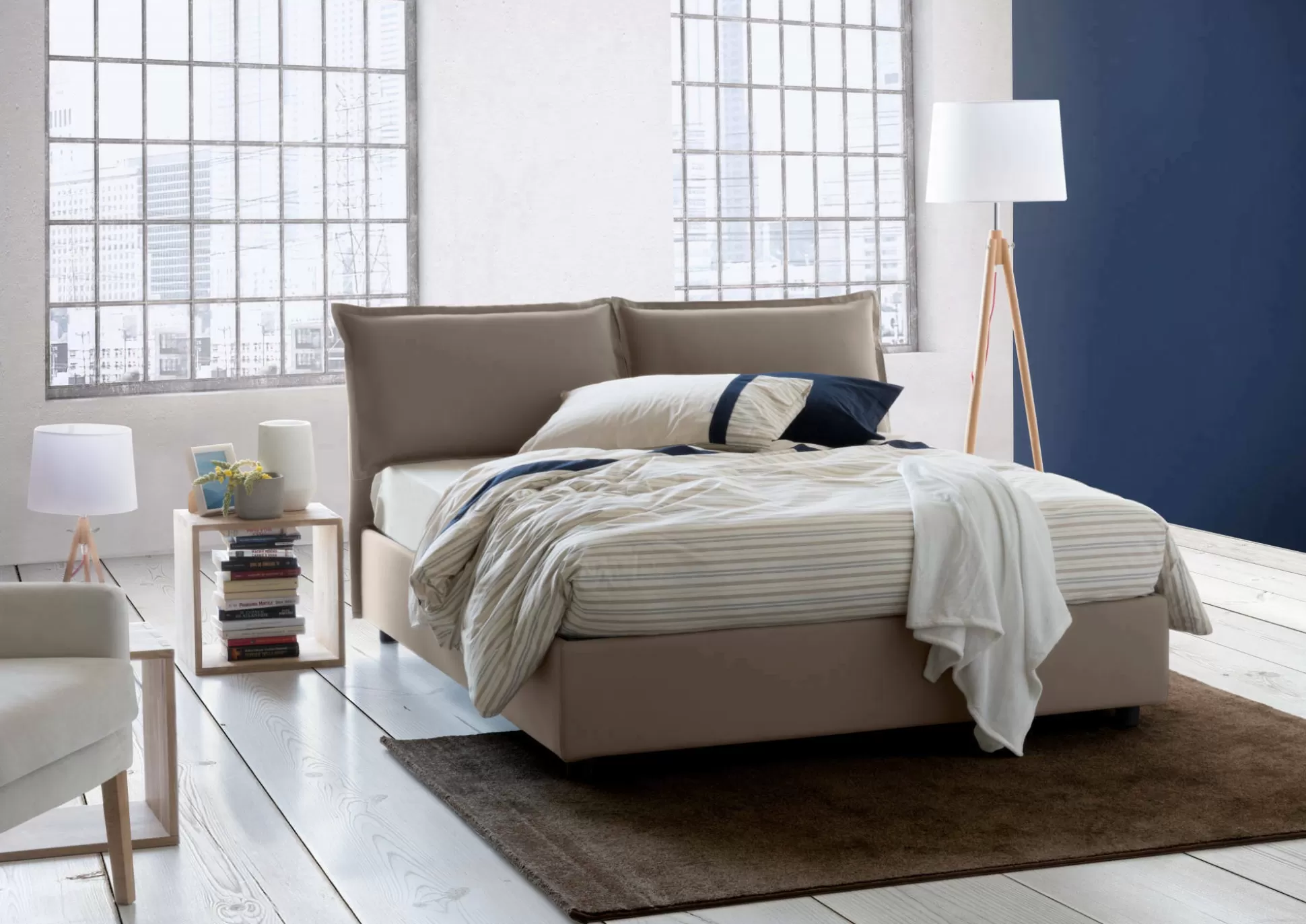 Dmora Letti Alla Francese<Letto alla francese Arden, con materasso Cm 140x190 incluso,