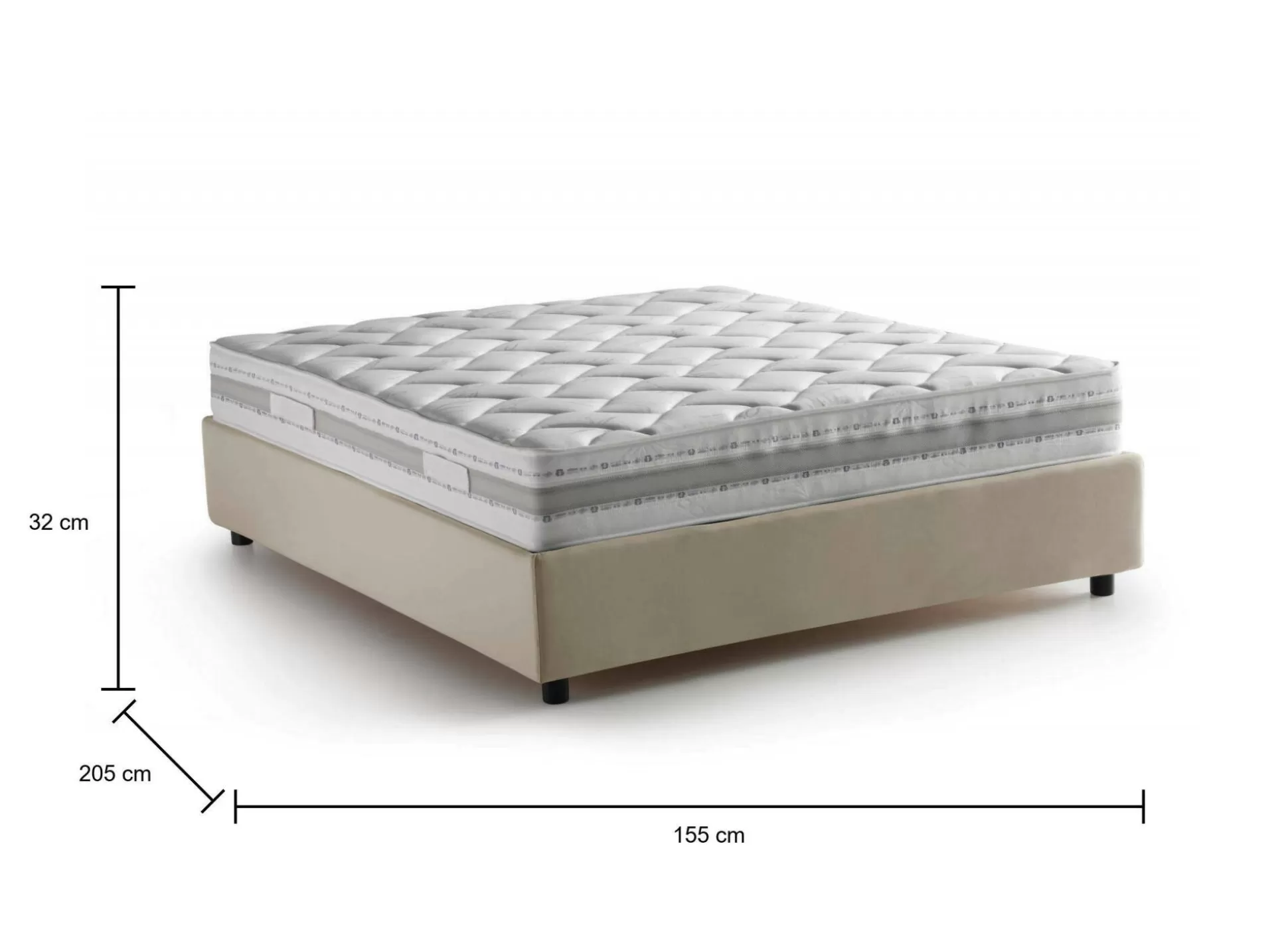 Dmora Letti Alla Francese<Letto alla francese Arto, con materasso Cm 140x190 incluso,