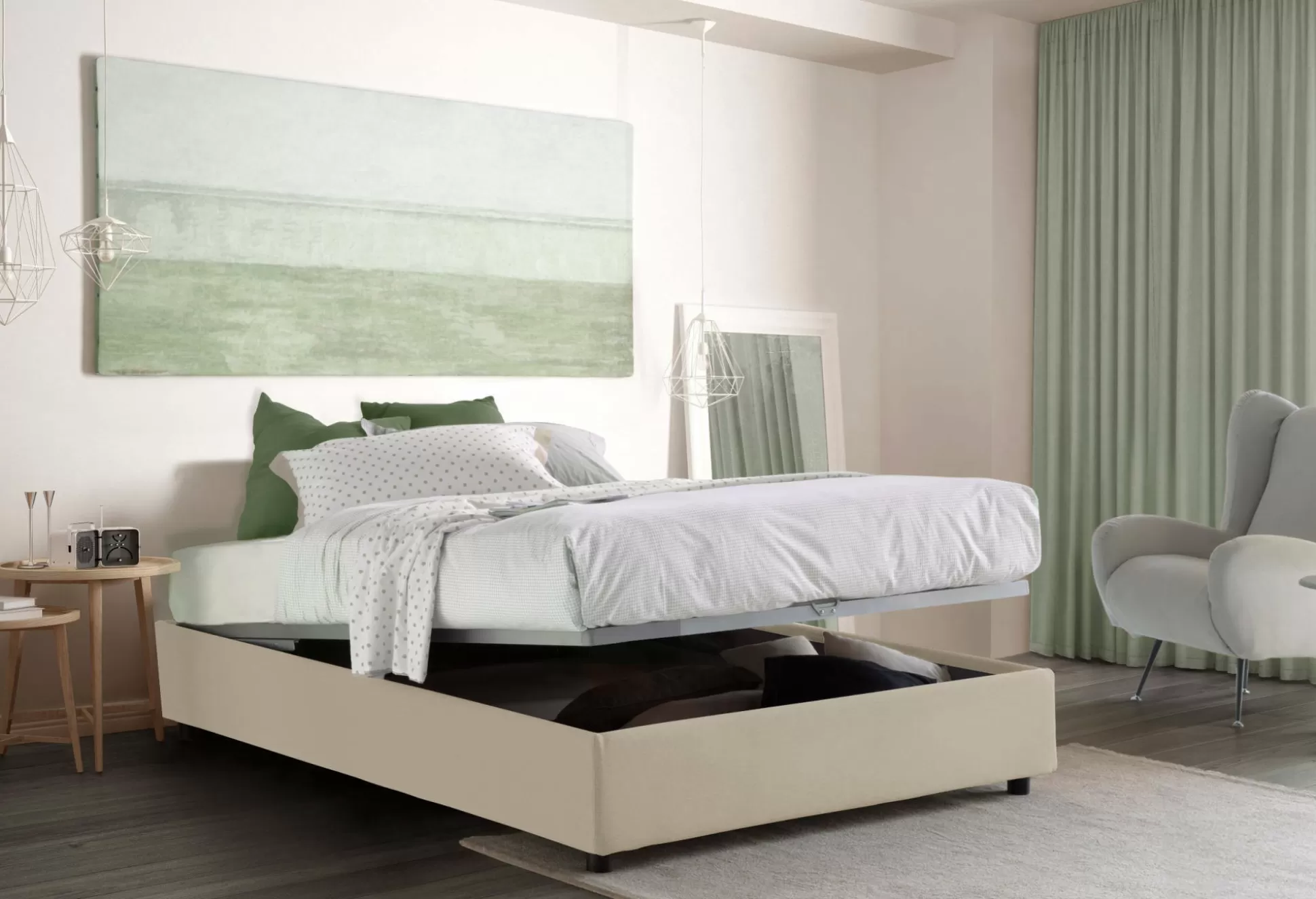Dmora Letti Alla Francese<Letto alla francese Arto, con materasso Cm 140x190 incluso,