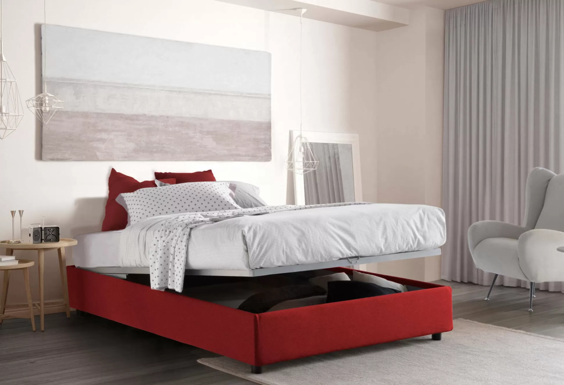 Dmora Letti Alla Francese<Letto alla francese Arto, con materasso Cm 140x190 incluso,