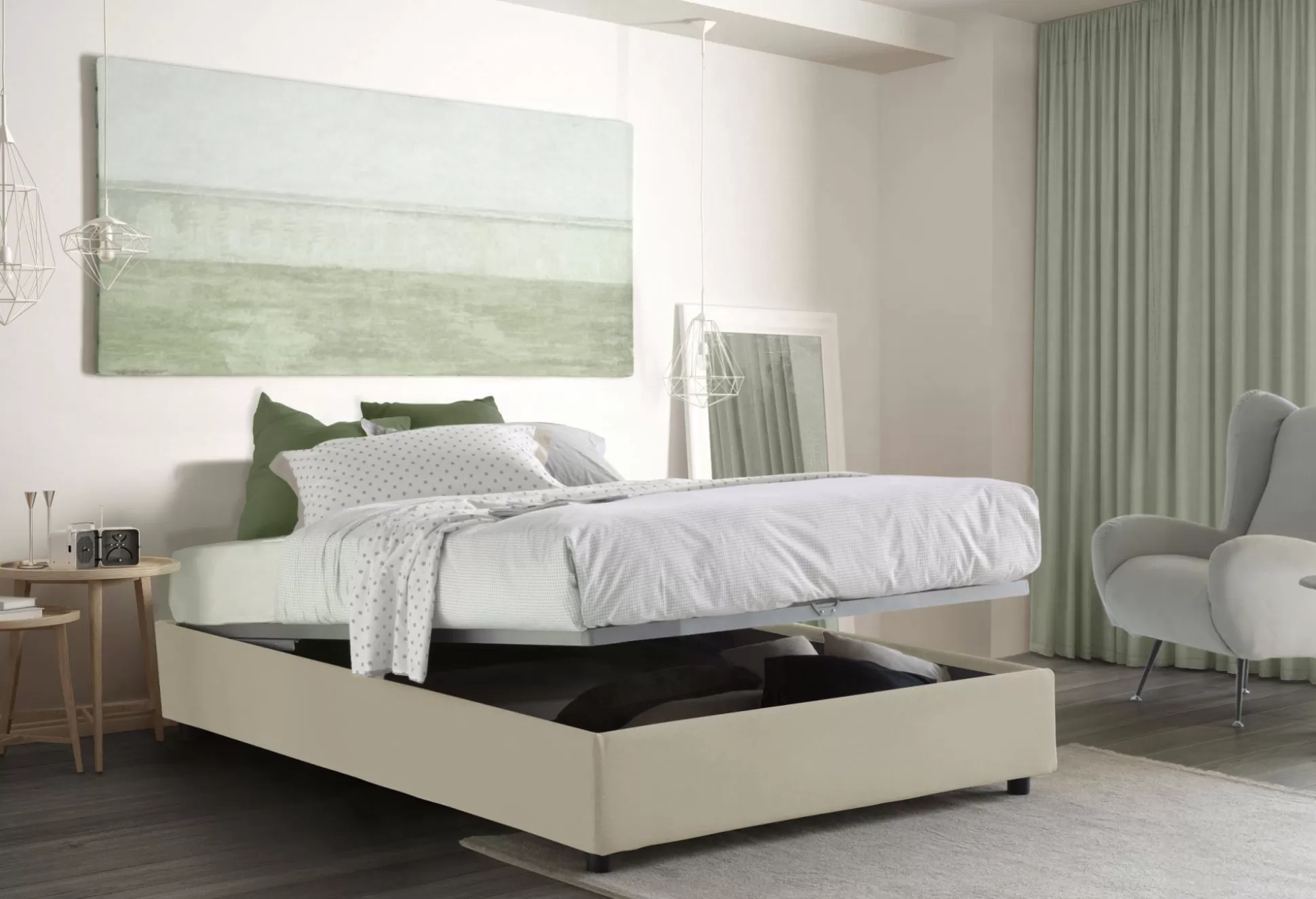 Dmora Letti Alla Francese<Letto alla francese Arvic, adatto per materasso Cm 140x200,