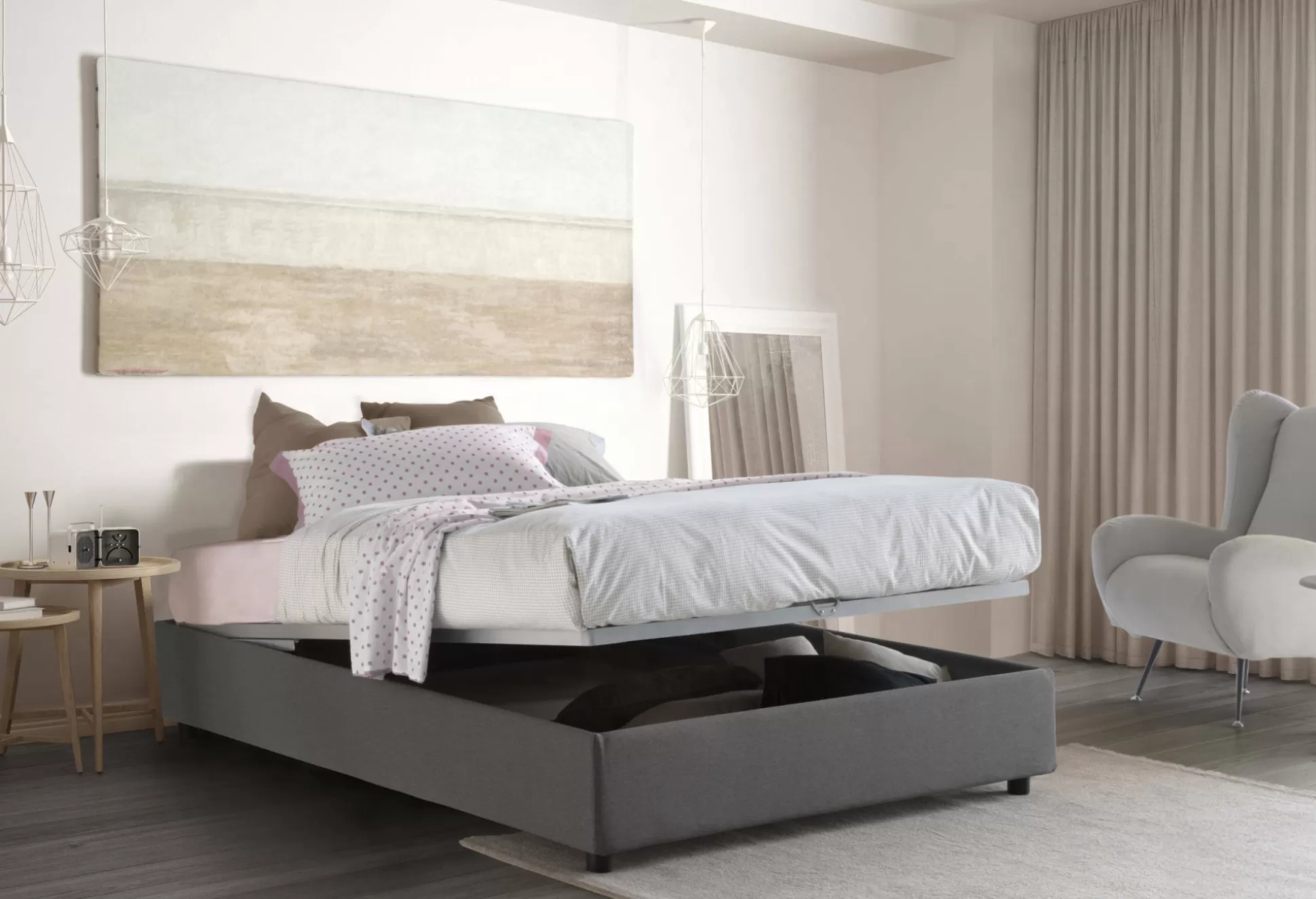 Dmora Letti Alla Francese<Letto alla francese Arvic, adatto per materasso Cm 140x200,