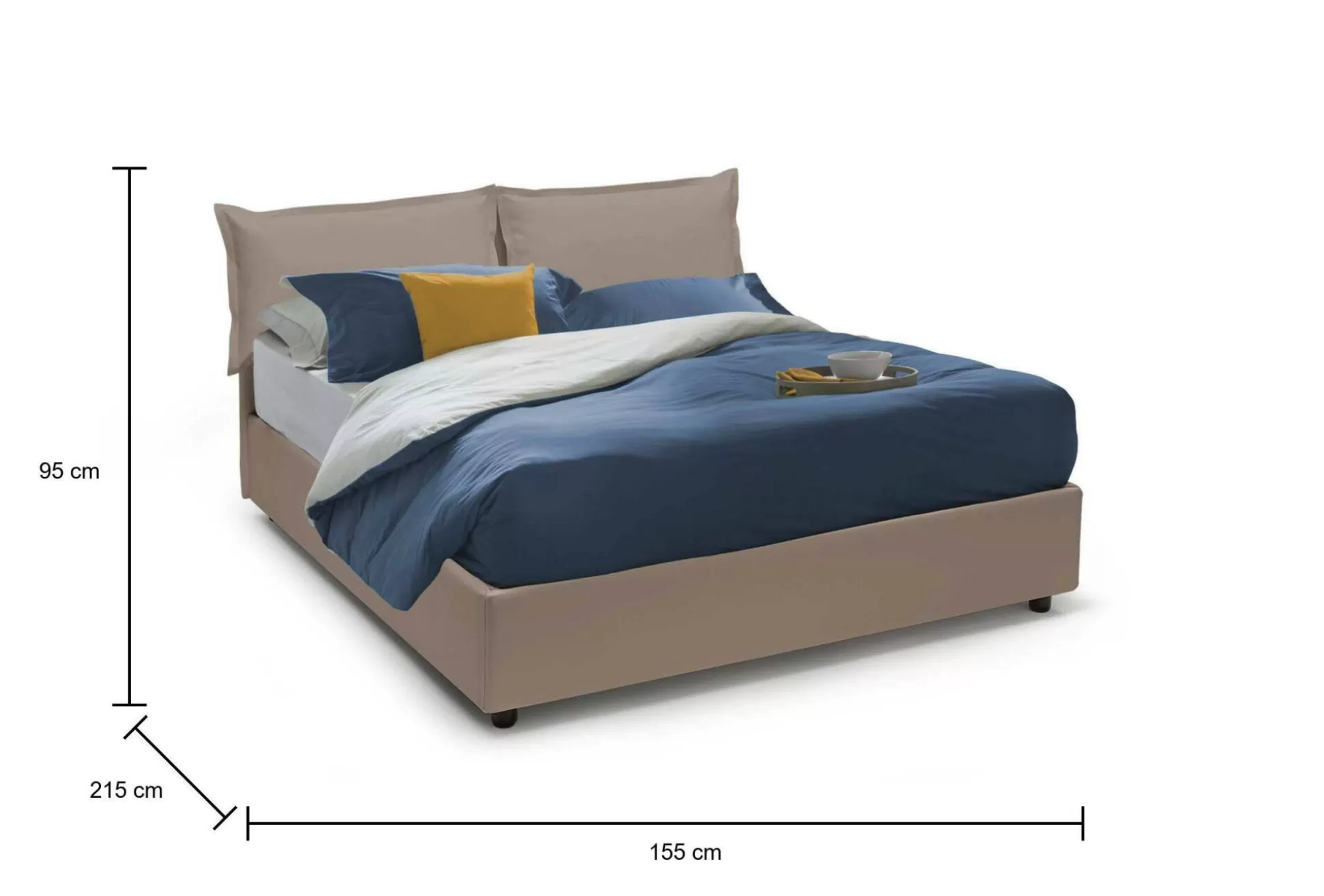 Dmora Letti Alla Francese<Letto alla francese Asler, adatto per materasso Cm 140x200,