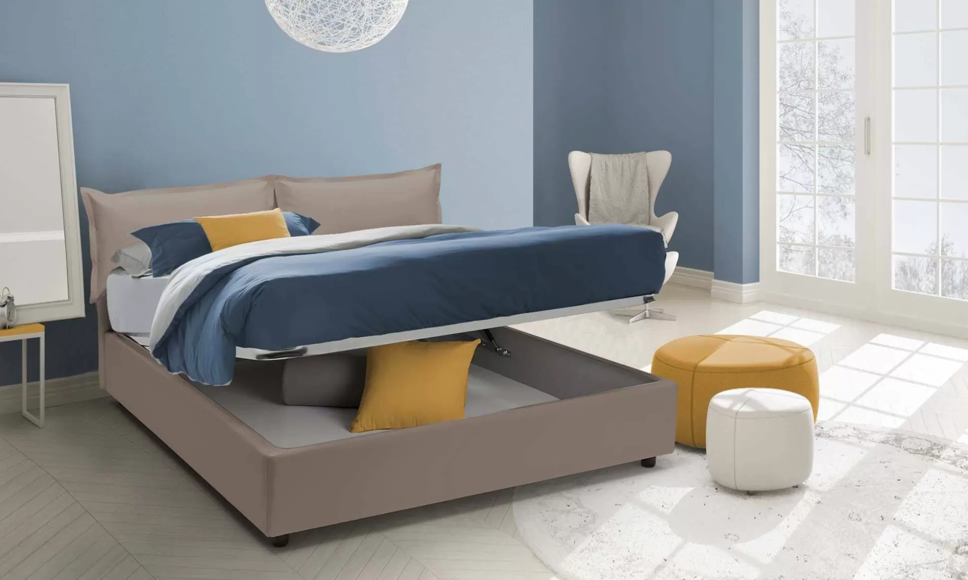Dmora Letti Alla Francese<Letto alla francese Asler, adatto per materasso Cm 140x200,