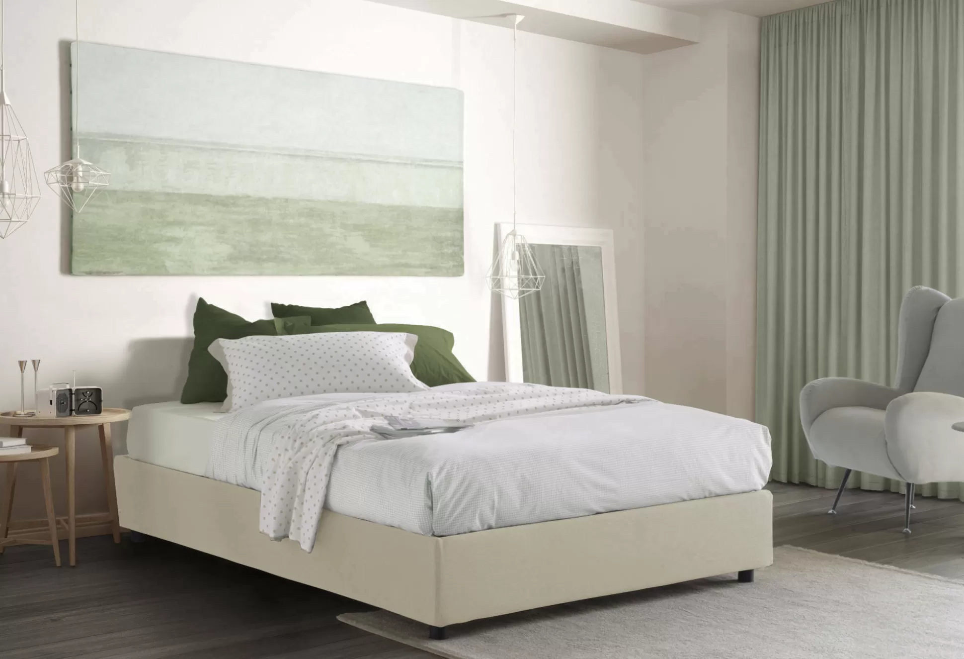 Dmora Letti Alla Francese<Letto alla francese Attilino, adatto per materasso Cm 140x190,
