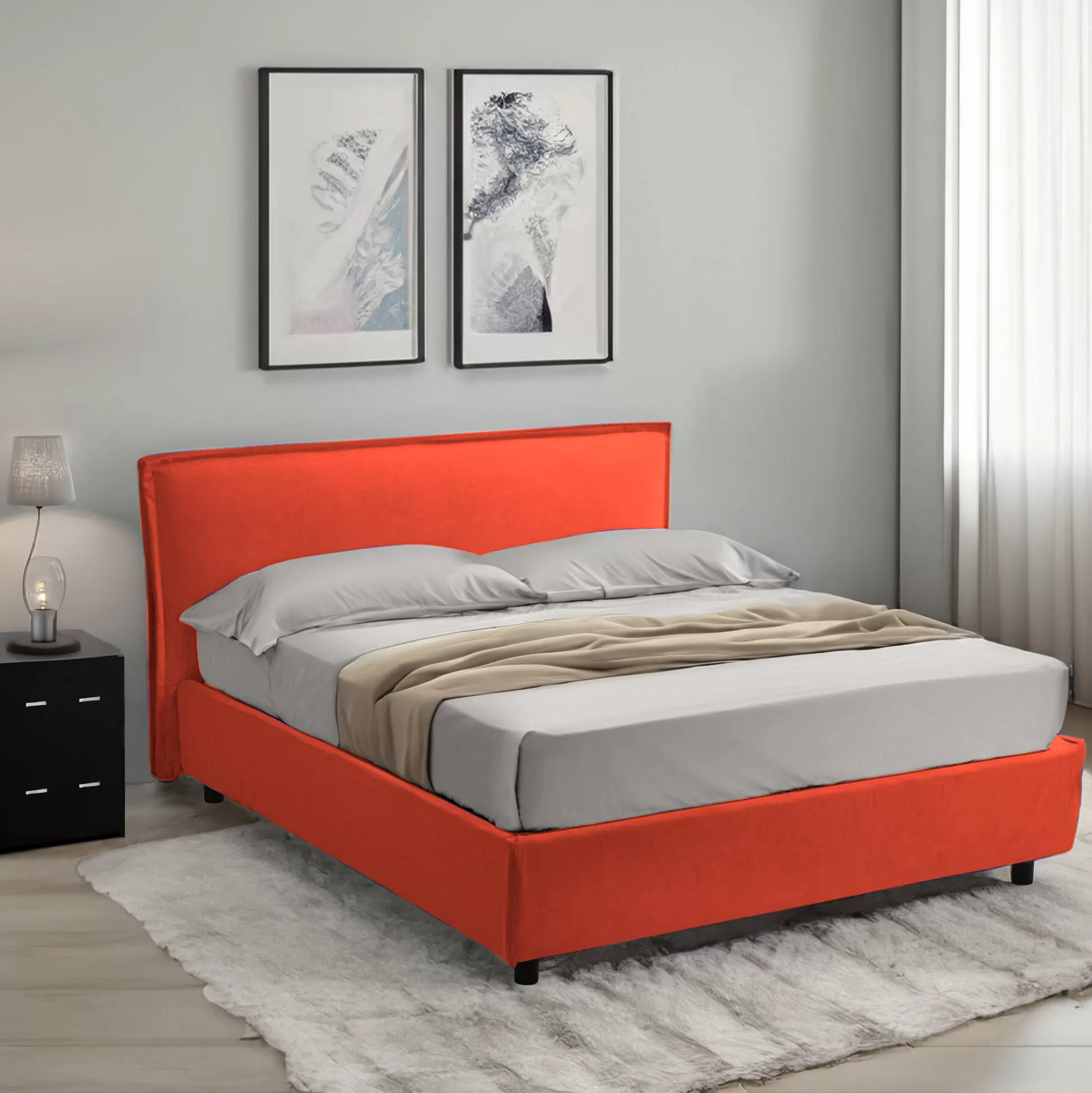 Dmora Letti Alla Francese<Letto alla francese Brienza, Con materasso Cm 120x200 incluso,
