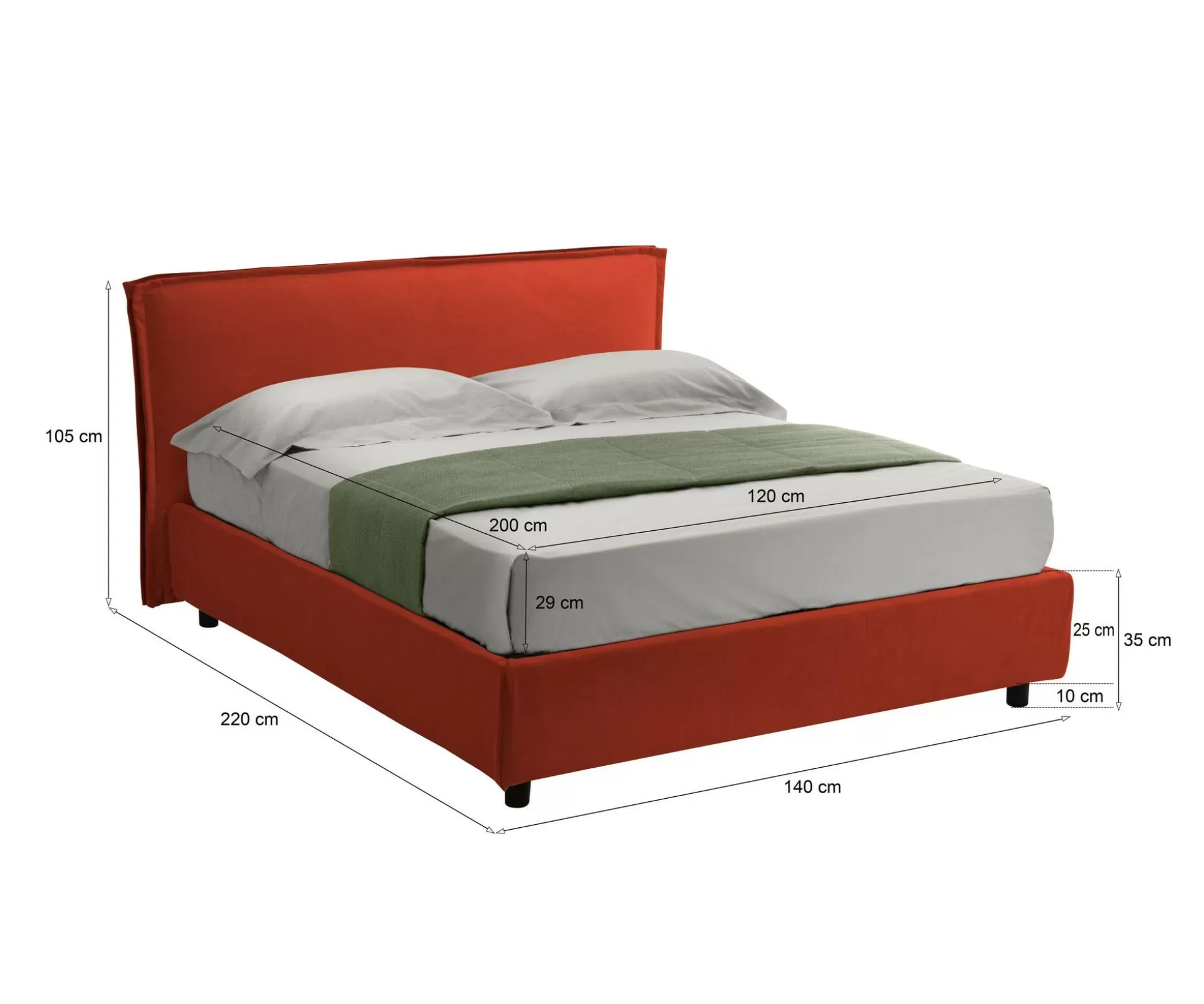 Dmora Letti Alla Francese<Letto alla francese Brienza, Con materasso Cm 120x200 incluso,