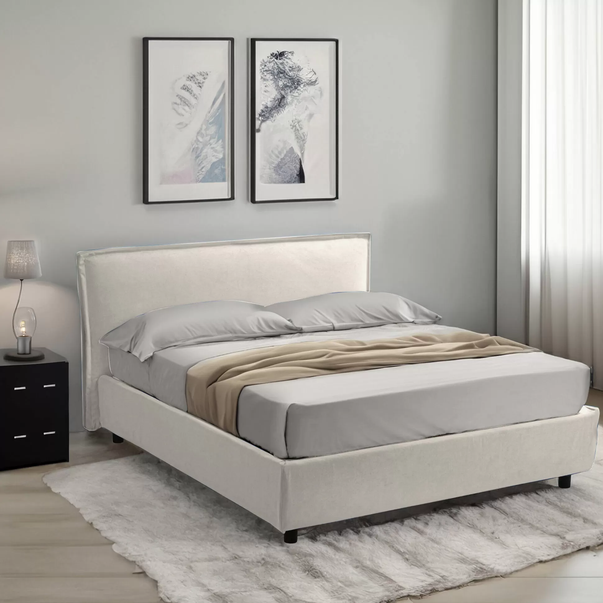 Dmora Letti Alla Francese<Letto alla francese Broni, Con materasso Cm 120x190 incluso,