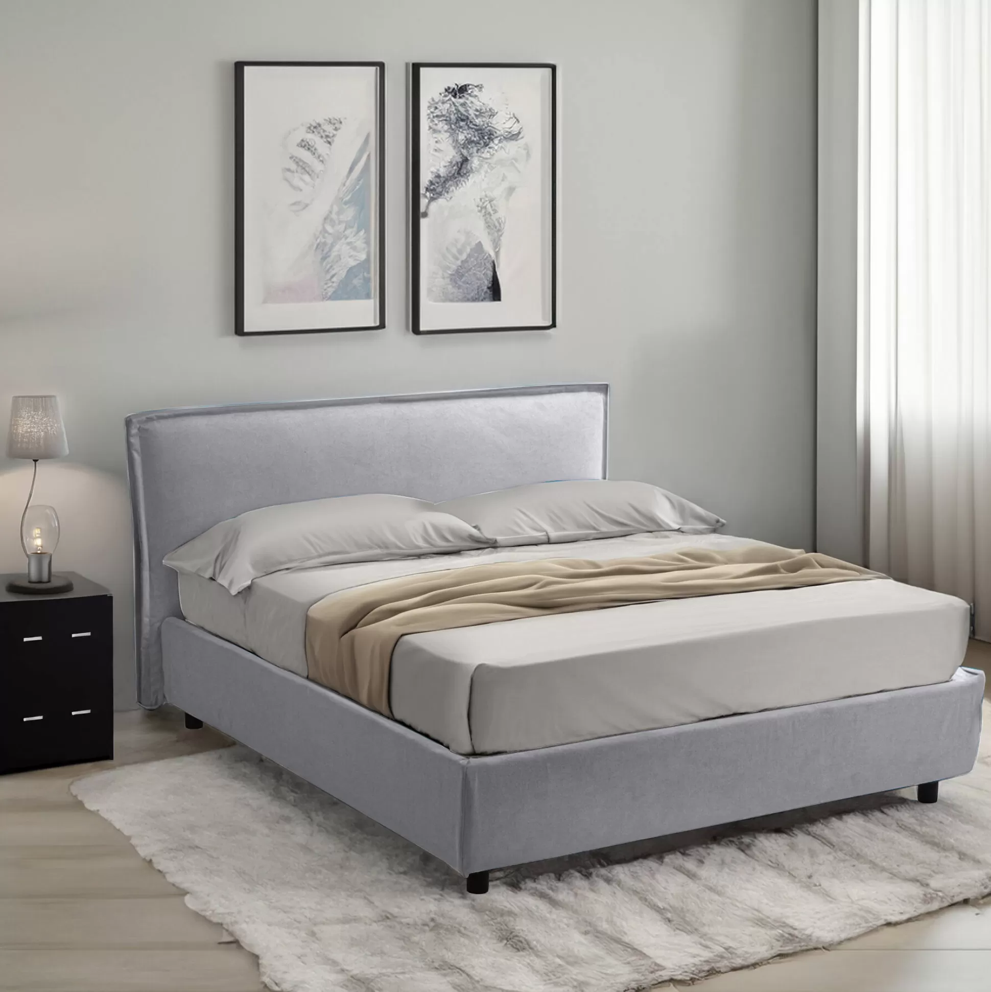 Dmora Letti Alla Francese<Letto alla francese Broni, Con materasso Cm 120x190 incluso,