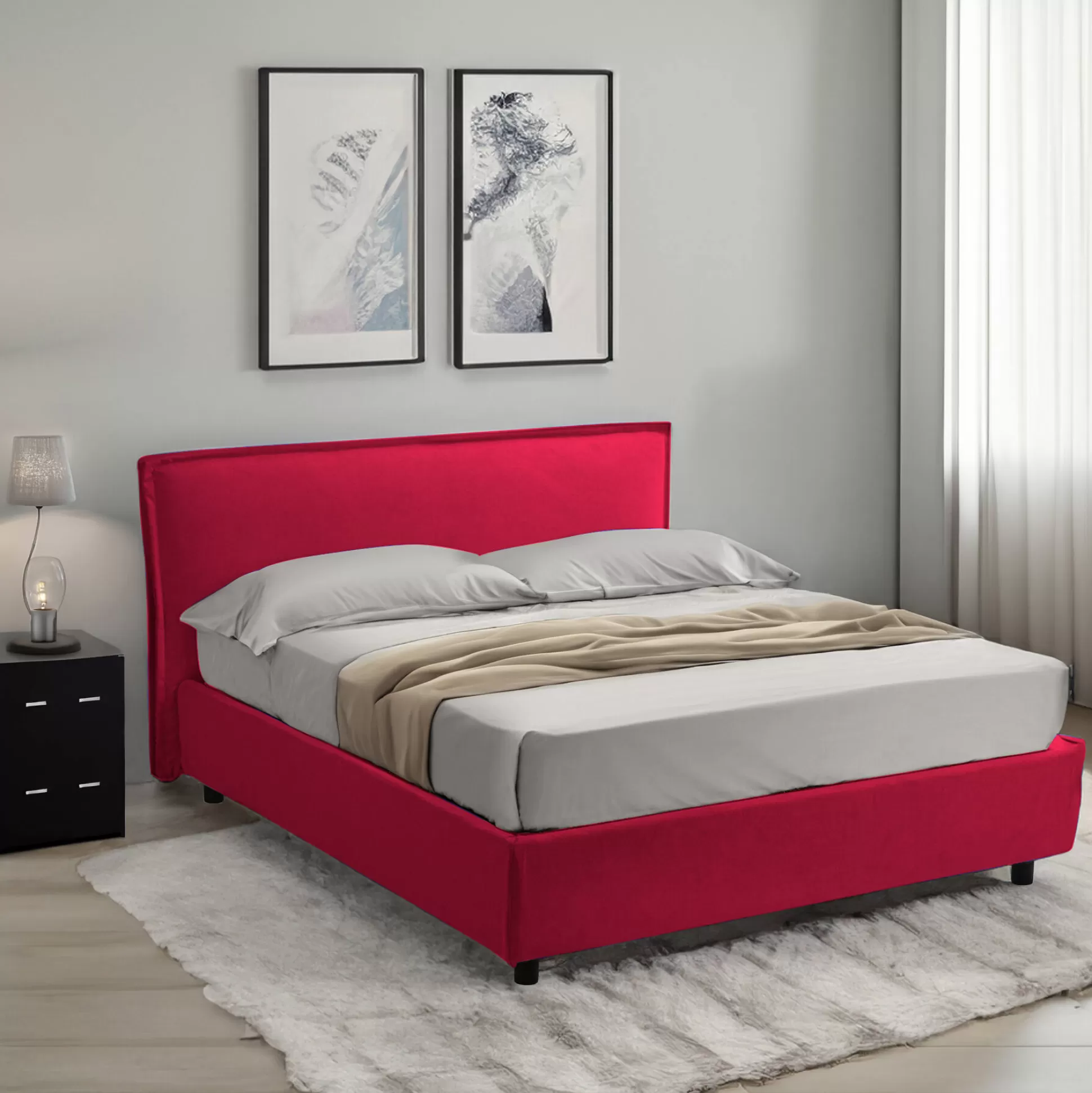 Dmora Letti Alla Francese<Letto alla francese Broni, Con materasso Cm 120x190 incluso,