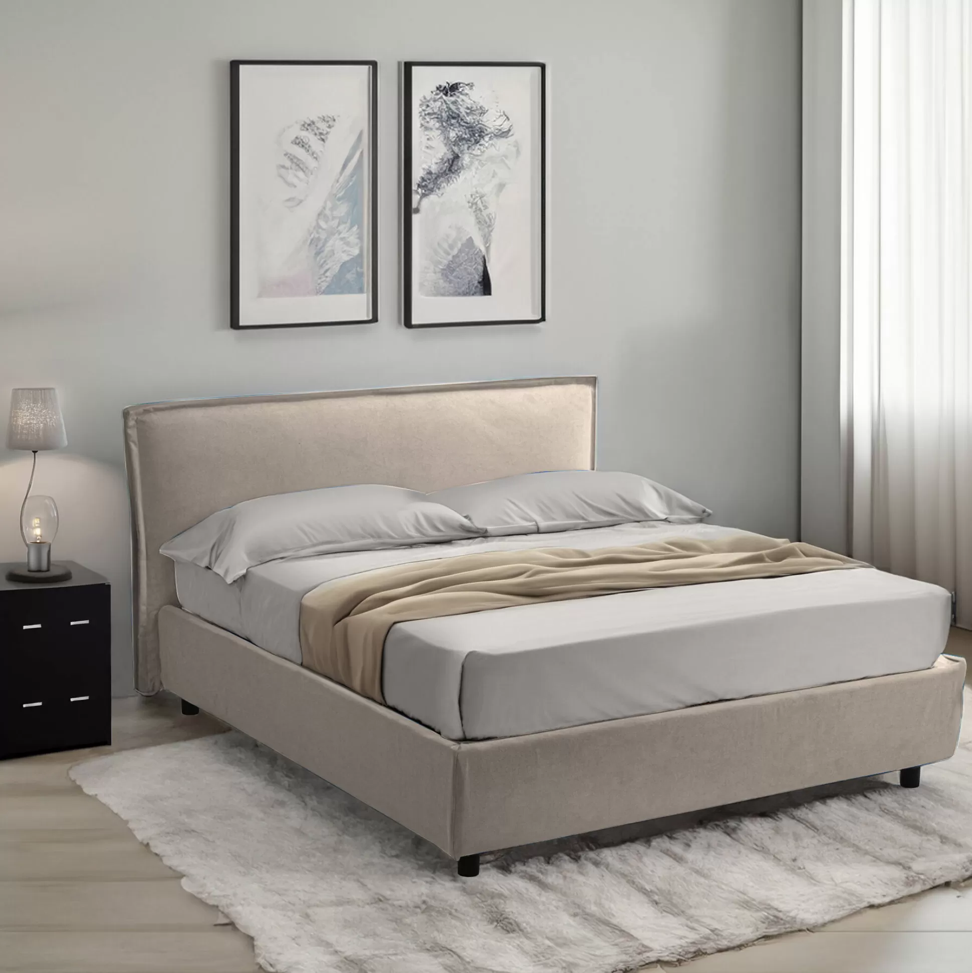 Dmora Letti Alla Francese<Letto alla francese Broni, Con materasso Cm 120x190 incluso,
