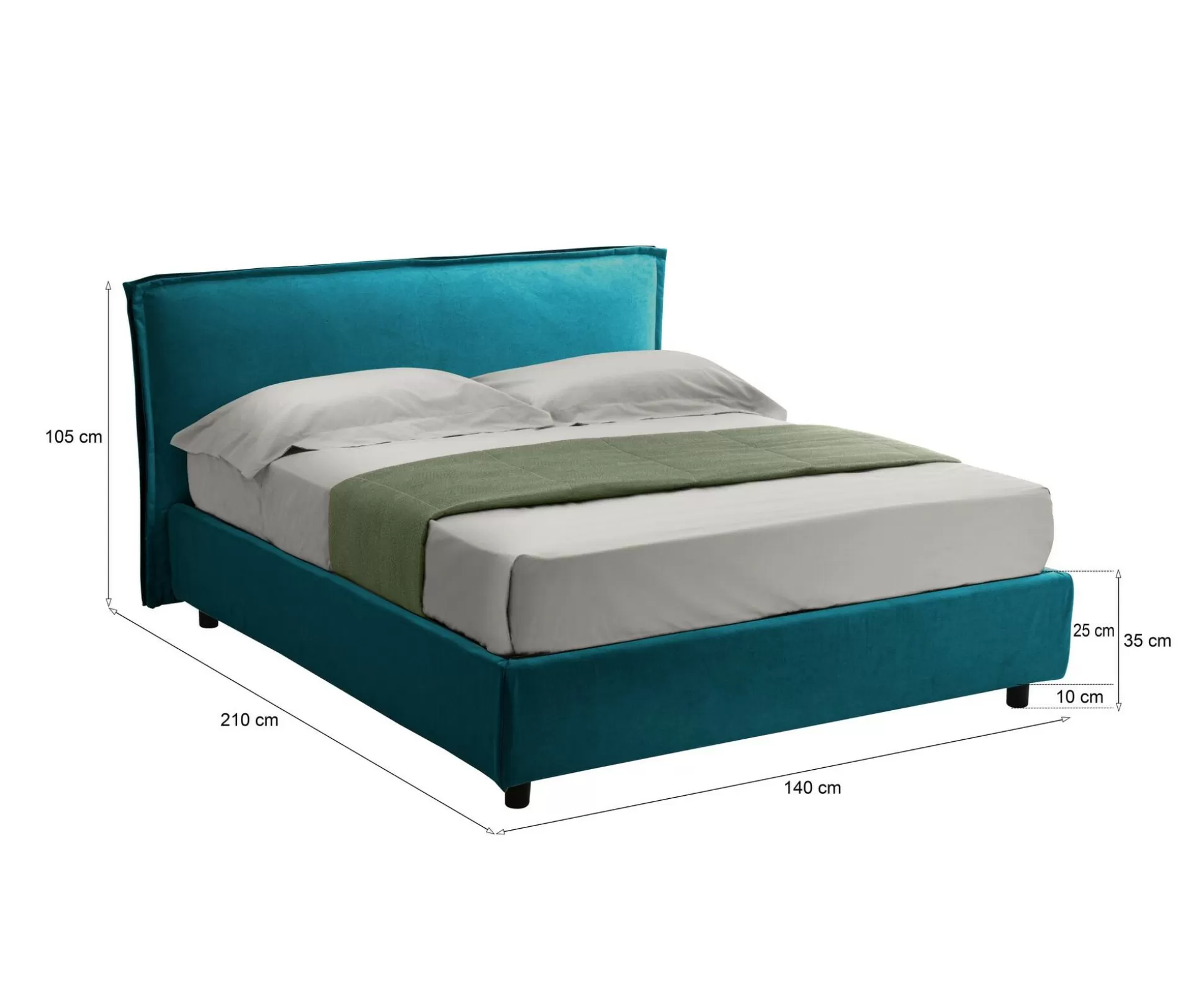 Dmora Letti Alla Francese<Letto alla francese Bronte, Adatto a materasso Cm 120x190,