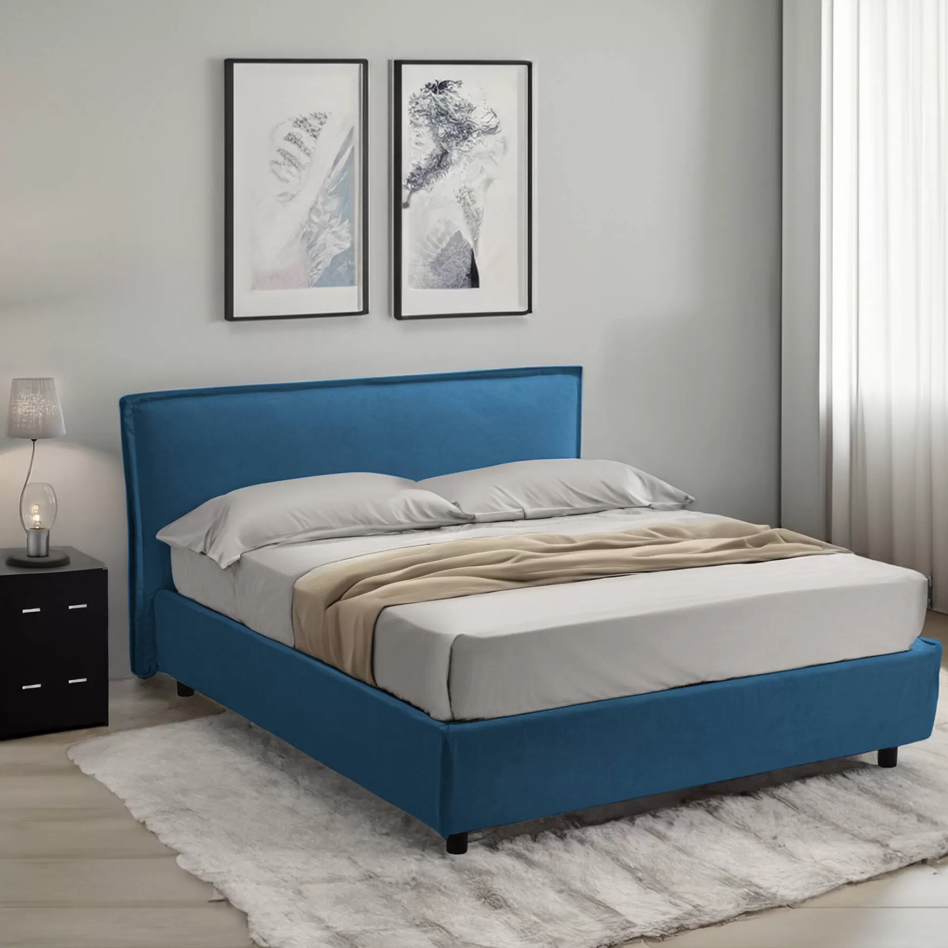 Dmora Letti Alla Francese<Letto alla francese Bronte, Adatto a materasso Cm 120x190,