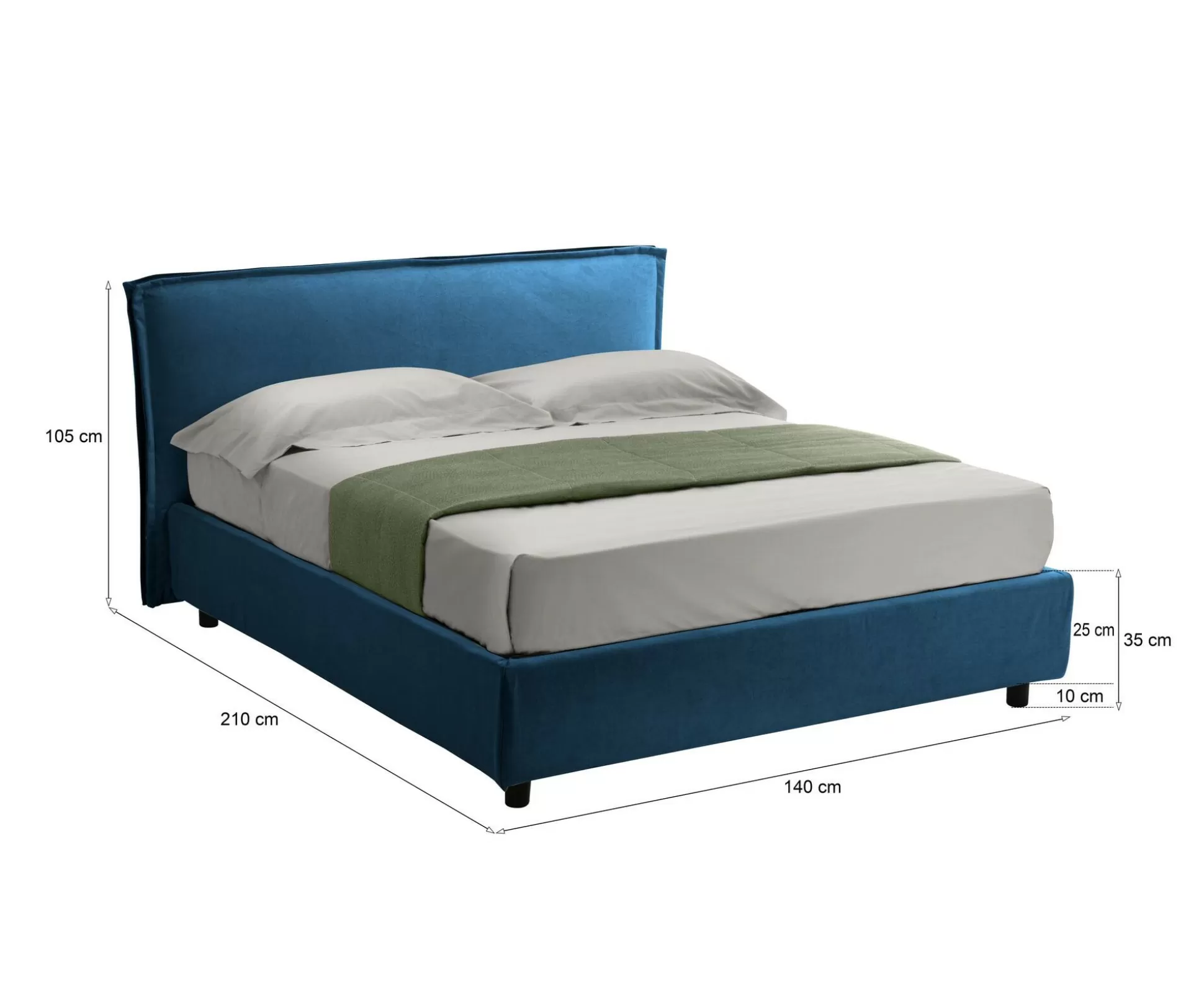 Dmora Letti Alla Francese<Letto alla francese Bronte, Adatto a materasso Cm 120x190,