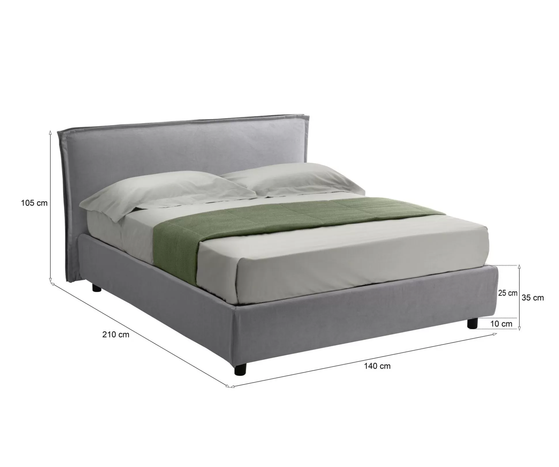 Dmora Letti Alla Francese<Letto alla francese Bronte, Adatto a materasso Cm 120x190,