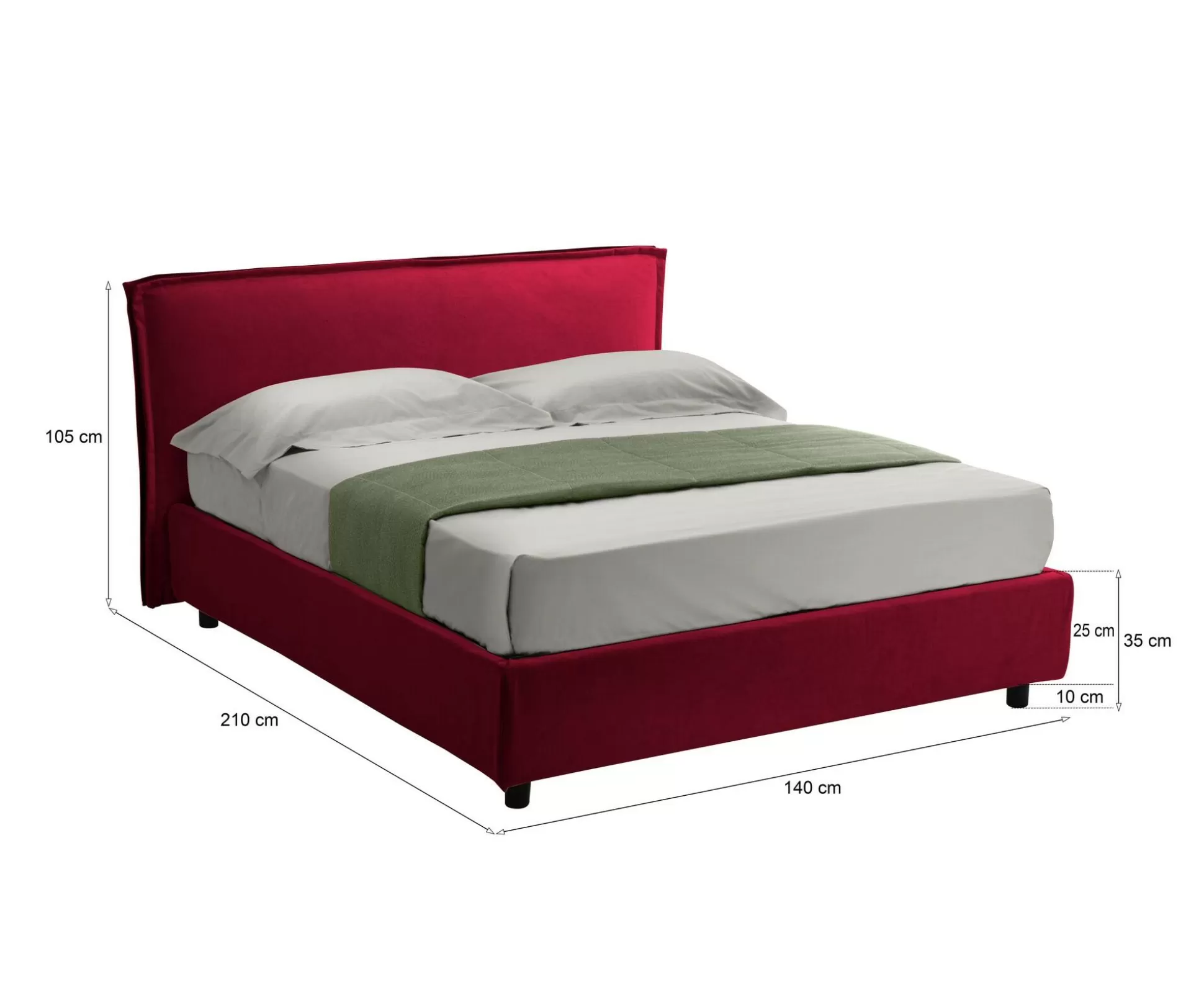 Dmora Letti Alla Francese<Letto alla francese Bronte, Adatto a materasso Cm 120x190,