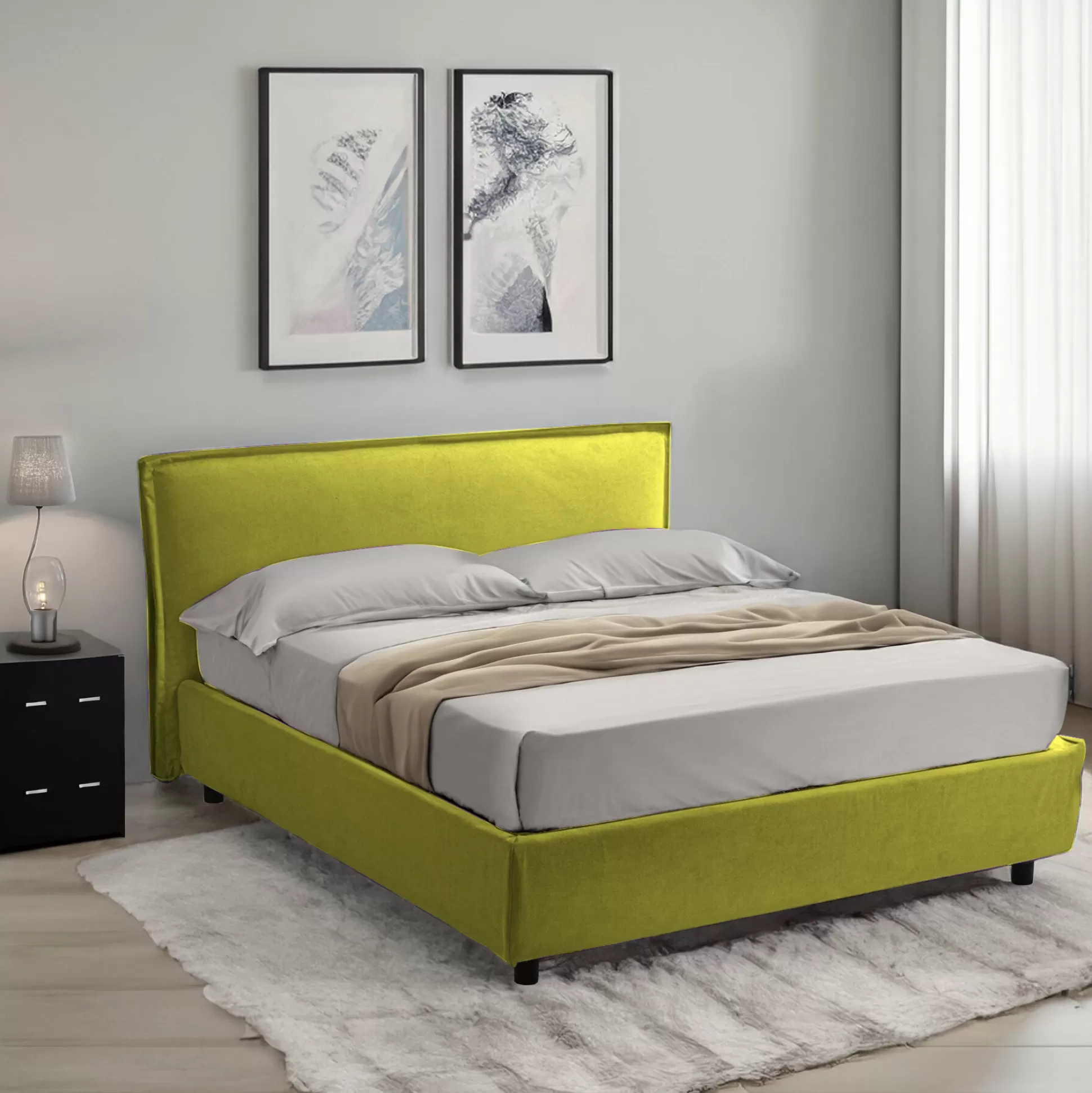 Dmora Letti Alla Francese<Letto alla francese Bronte, Adatto a materasso Cm 120x190,