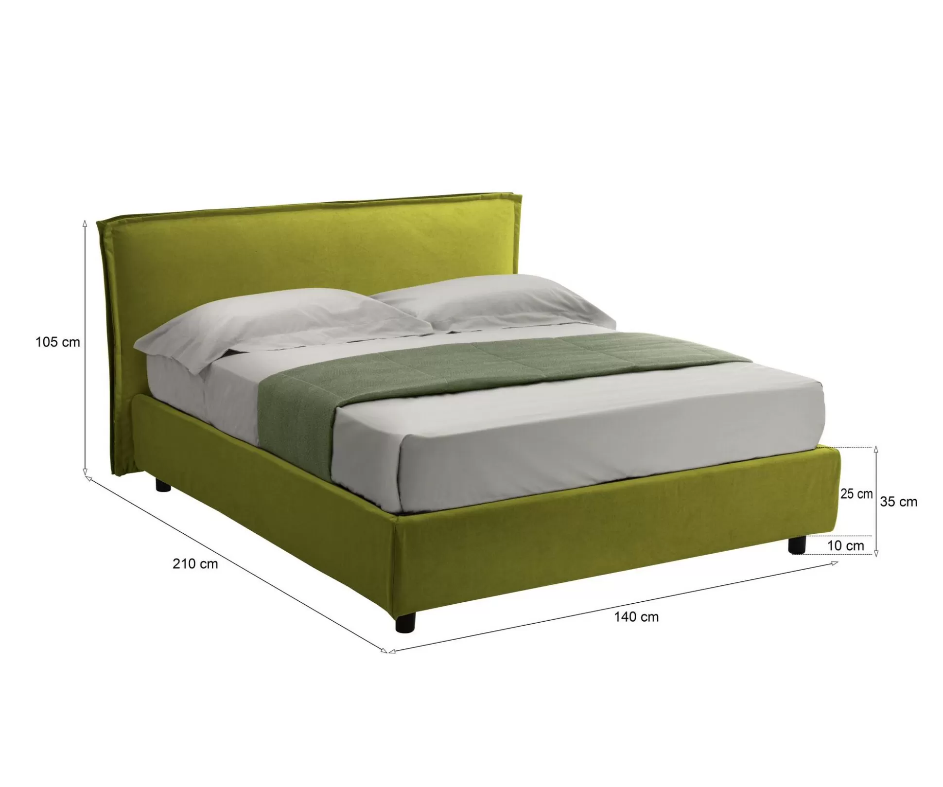 Dmora Letti Alla Francese<Letto alla francese Bronte, Adatto a materasso Cm 120x190,