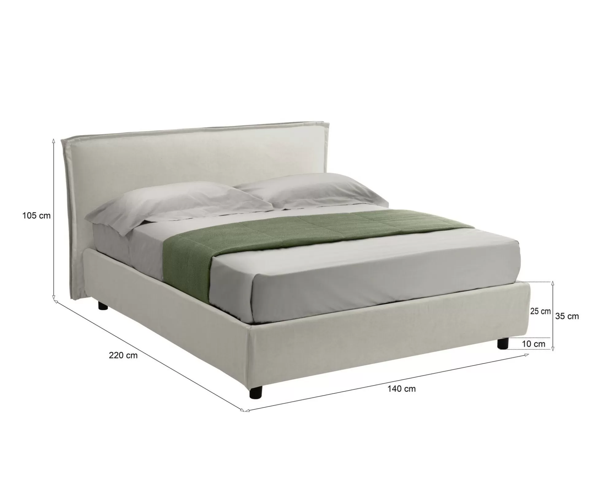 Dmora Letti Alla Francese<Letto alla francese Brosso, Adatto a materasso Cm 120x200,