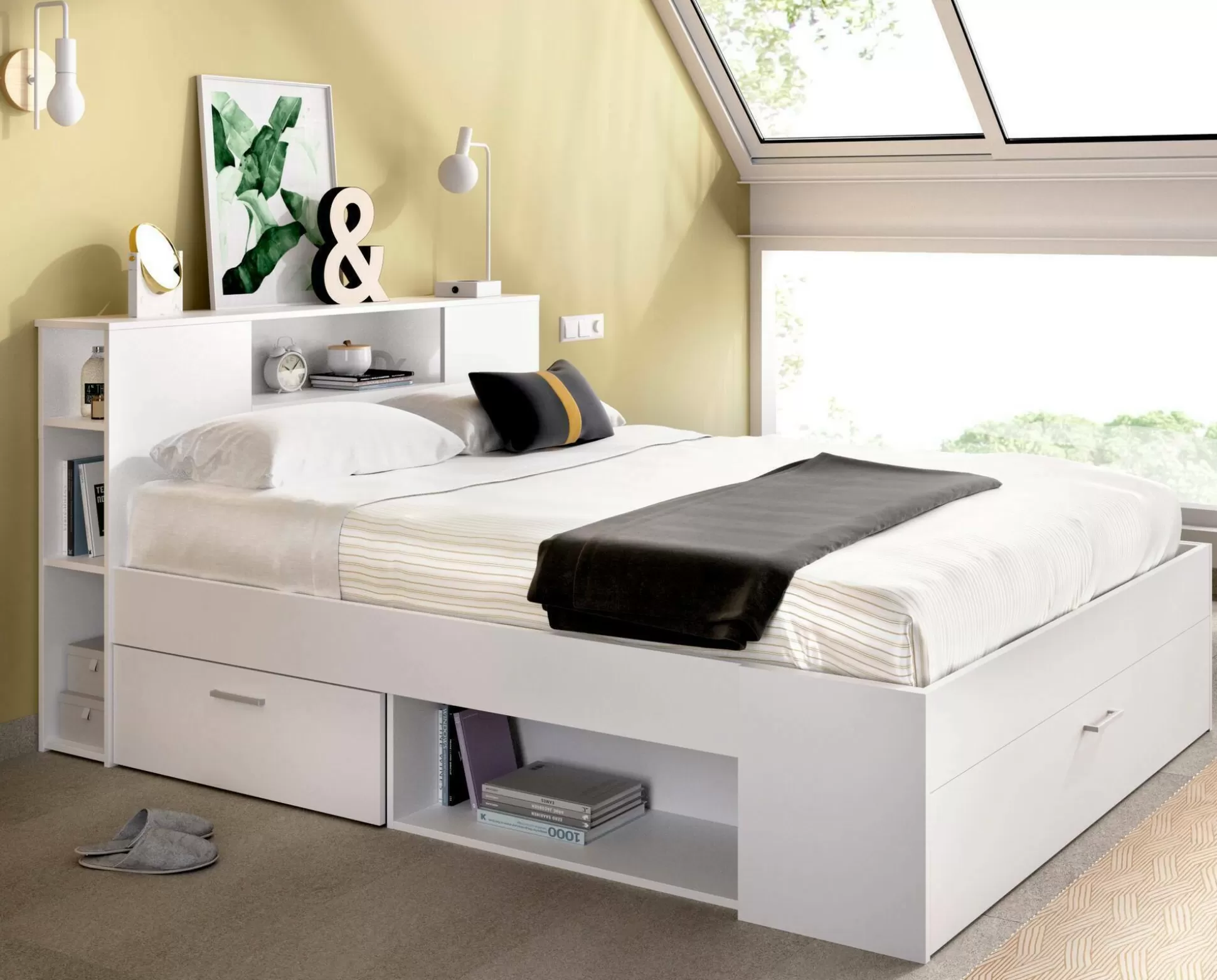 Dmora Letti Alla Francese<Letto alla francese Conching, 150x219 h95 cm,