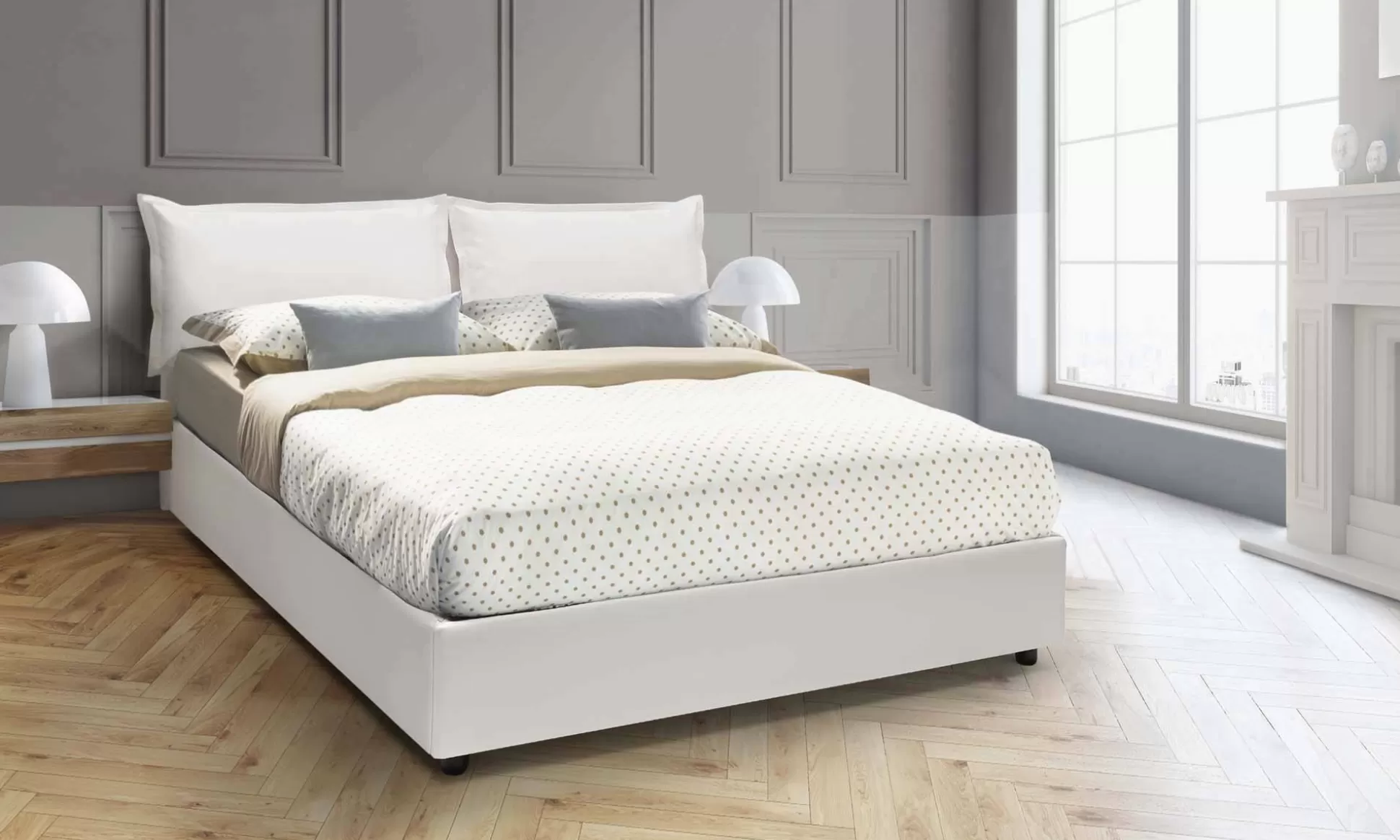 Dmora Letti Alla Francese<Letto alla francese Dikone, con materasso Cm 140x190 incluso,