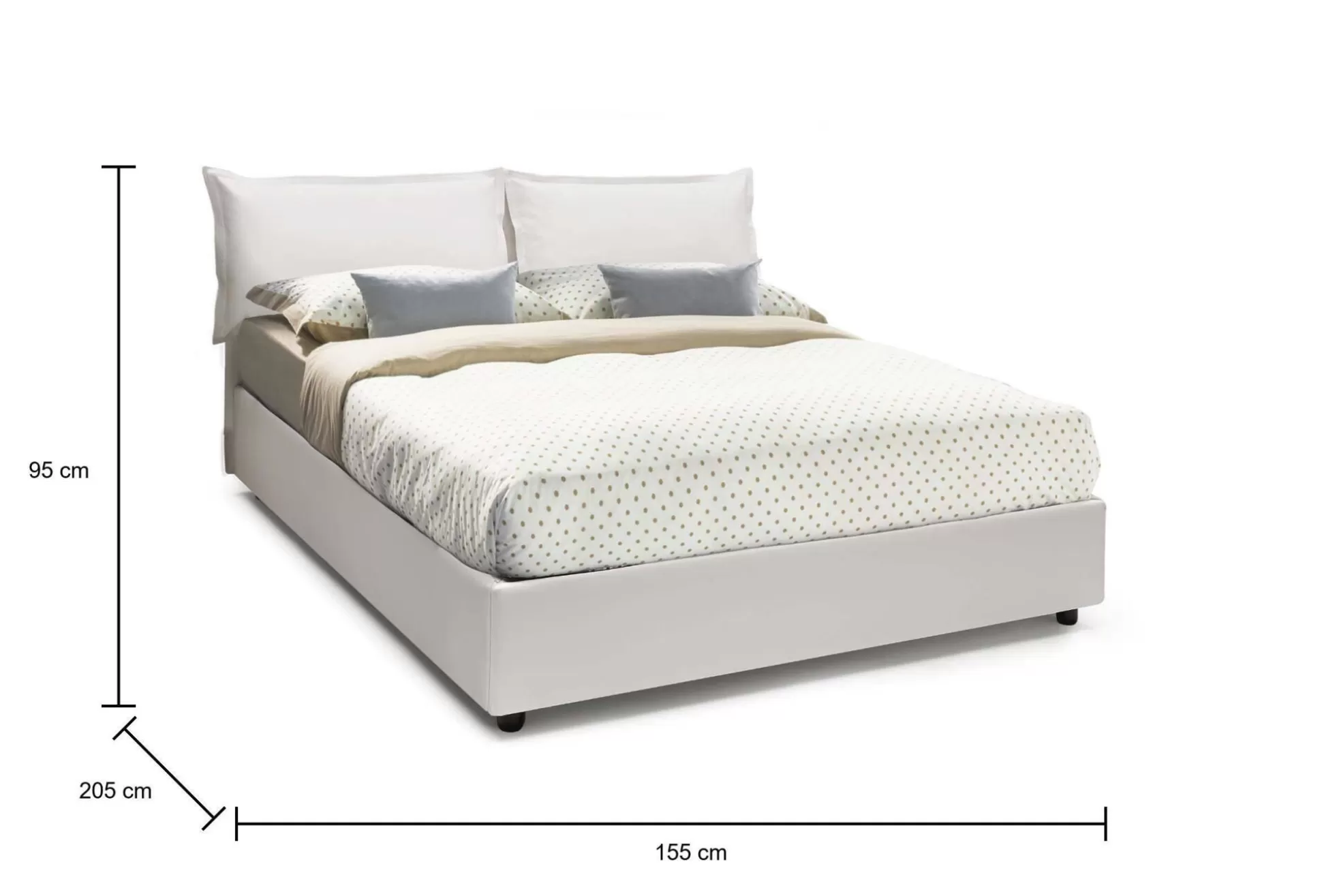 Dmora Letti Alla Francese<Letto alla francese Dikone, con materasso Cm 140x190 incluso,