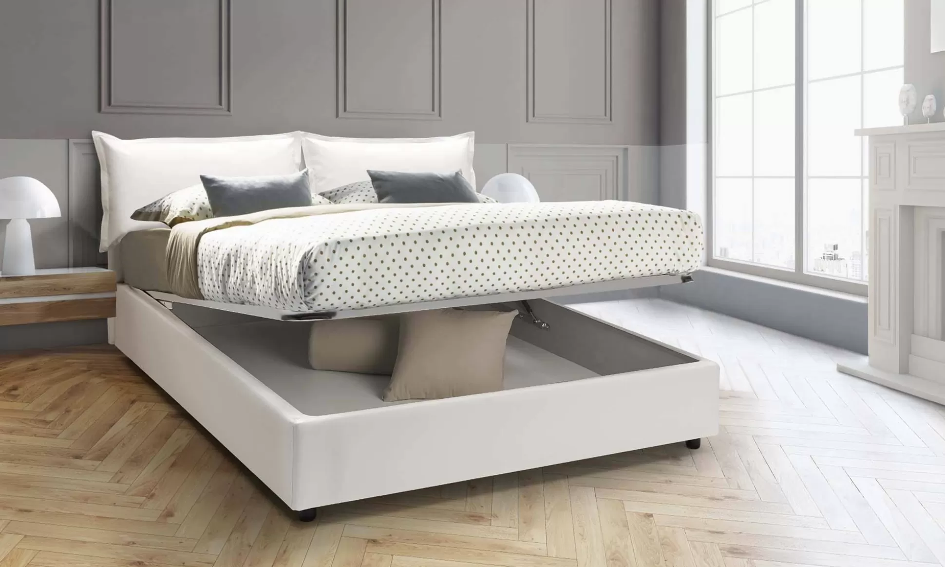 Dmora Letti Alla Francese<Letto alla francese Dikone, con materasso Cm 140x190 incluso,