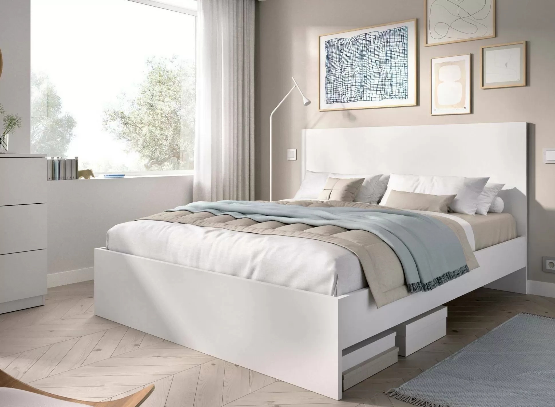 Dmora Letti Alla Francese<Letto alla francese Howard, 146x195 h100 cm,