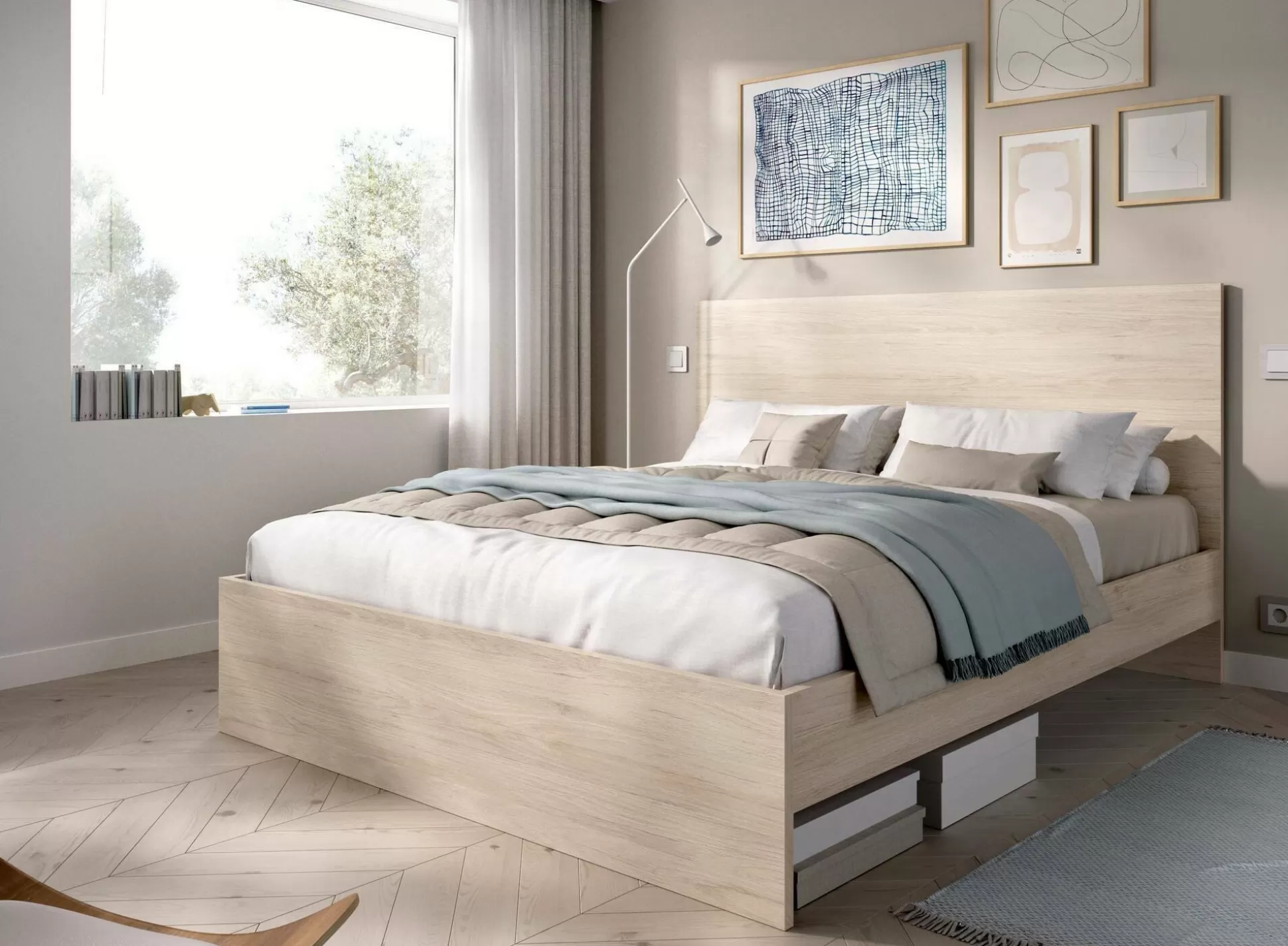 Dmora Letti Alla Francese<Letto alla francese Howard, 146x195 h100 cm,