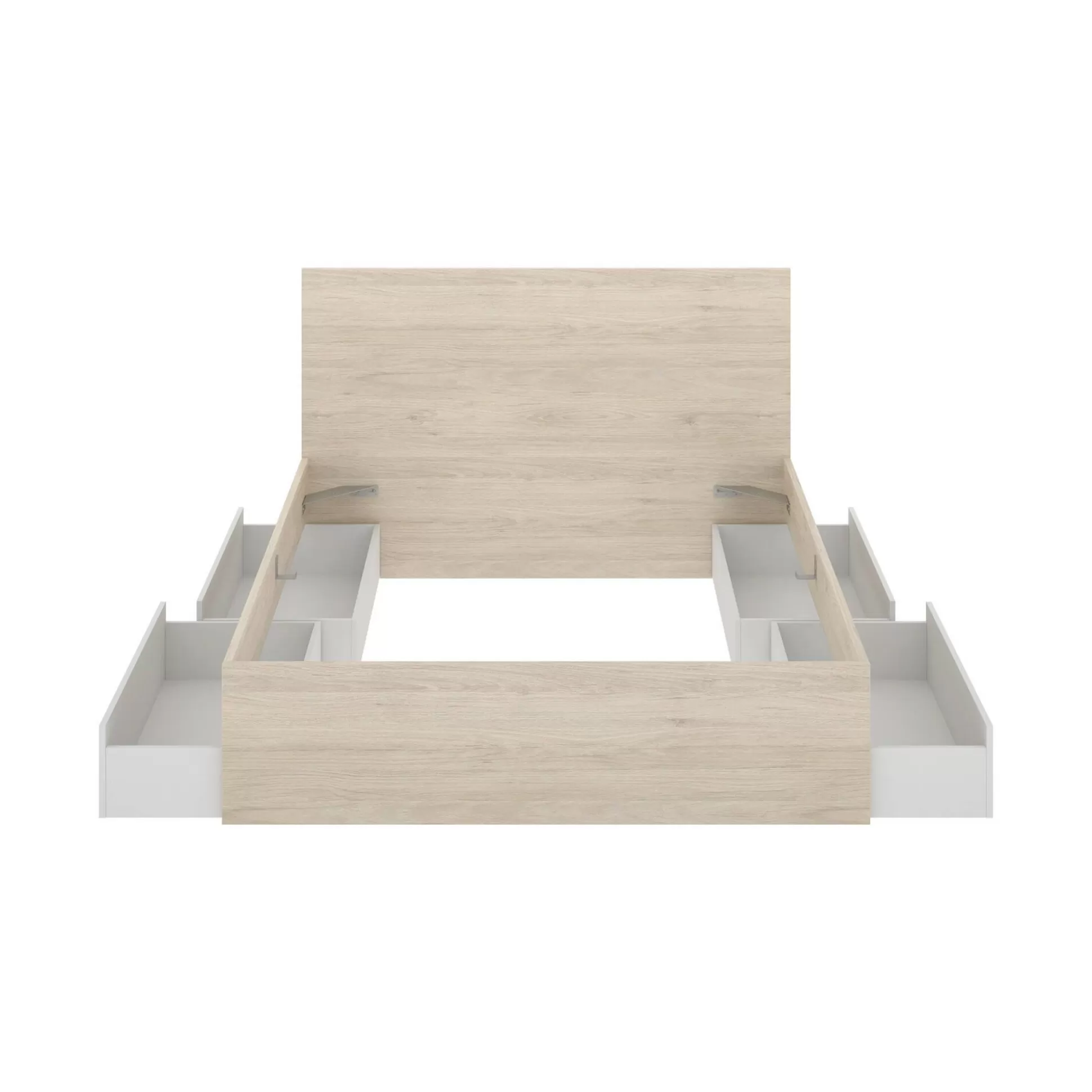 Dmora Letti Alla Francese<Letto alla francese Iona, 249x195 h100 cm, Bianco e Rovere