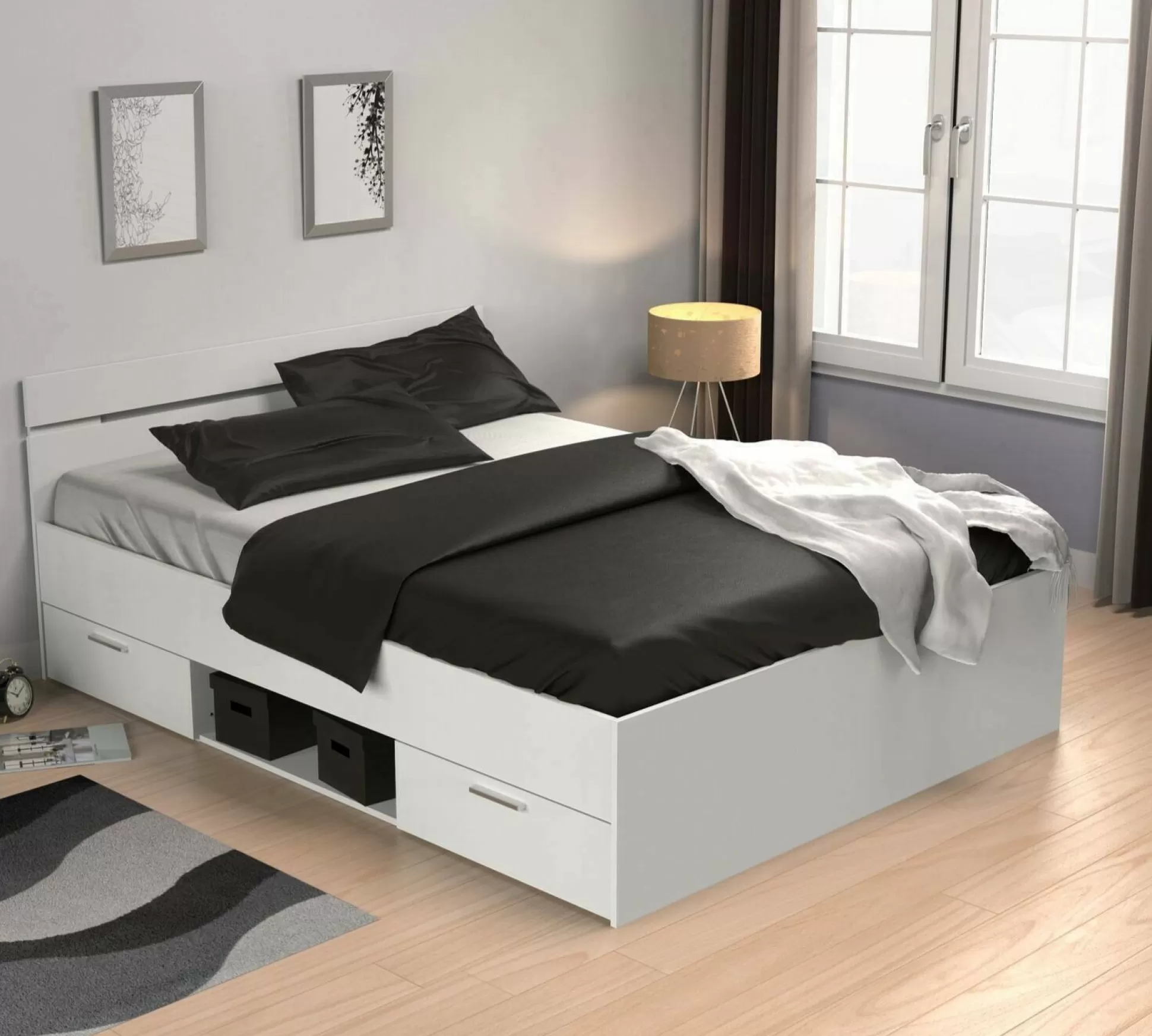 Dmora Letti Alla Francese<Letto alla francese Moira, 200x140 h74 cm,