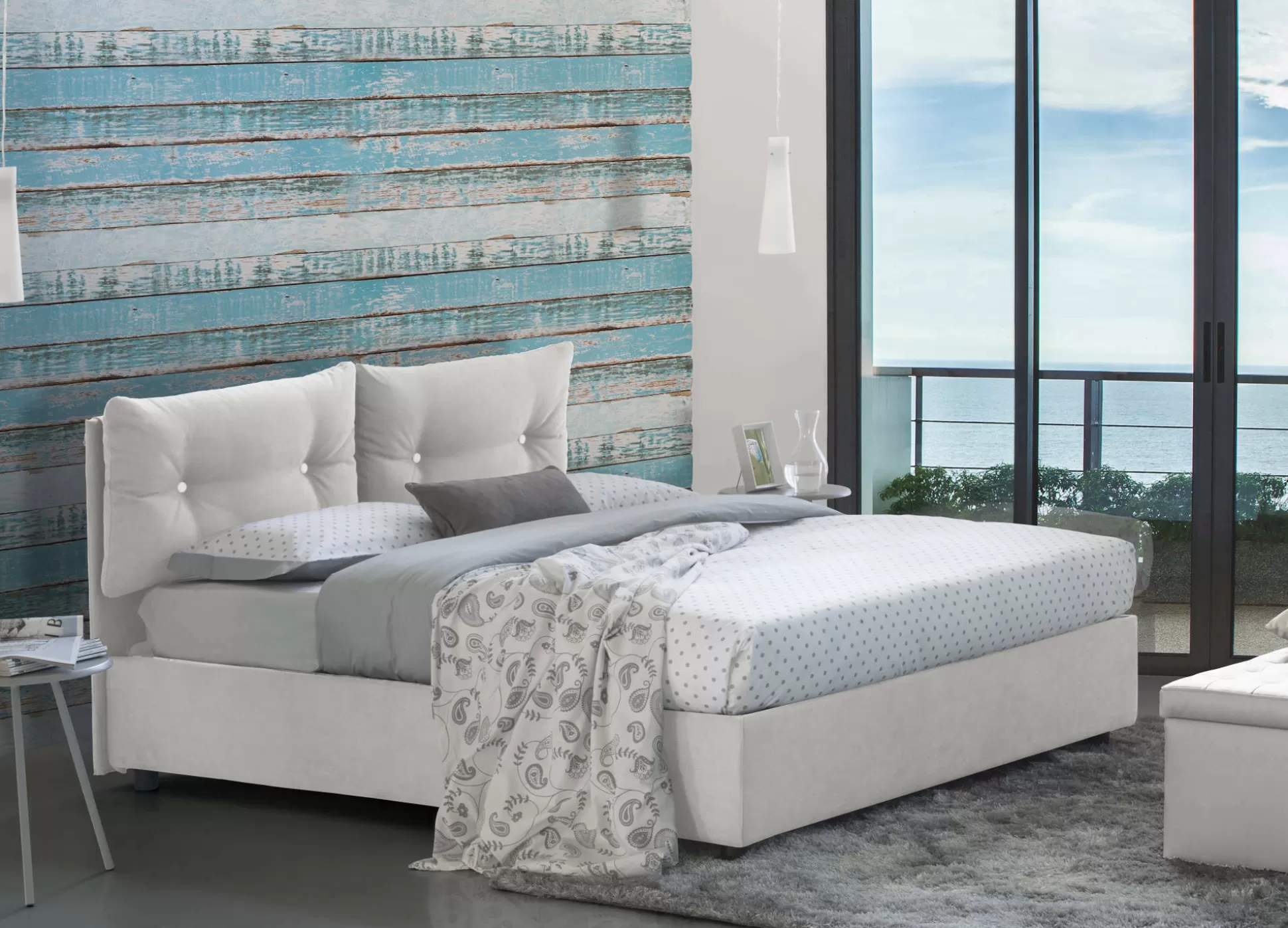 Dmora Letti Matrimoniali<Letto matrimoniale Abbaione, adatto per materasso Cm 160x190,