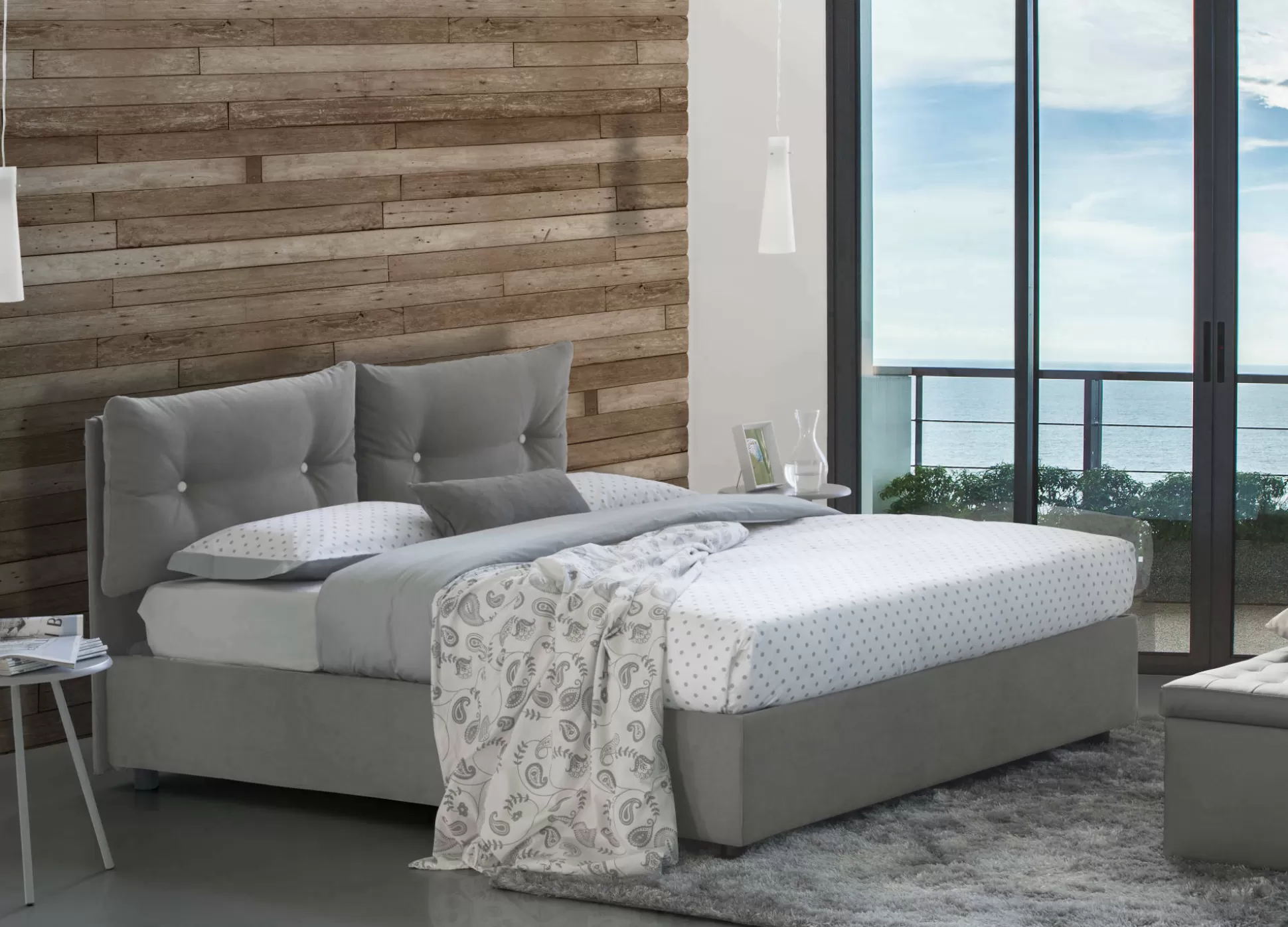 Dmora Letti Matrimoniali<Letto matrimoniale Abbaione, adatto per materasso Cm 160x190,