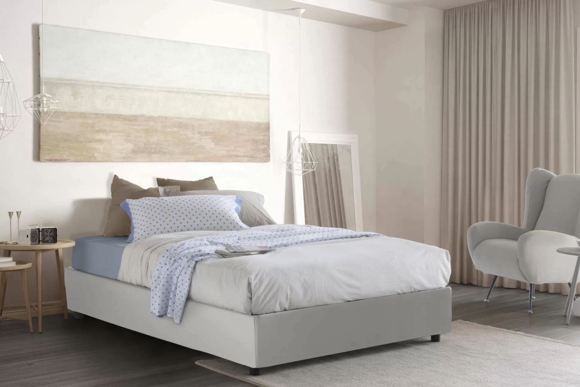 Dmora Letti Matrimoniali<Letto matrimoniale Abbas, adatto per materasso Cm 160x200,