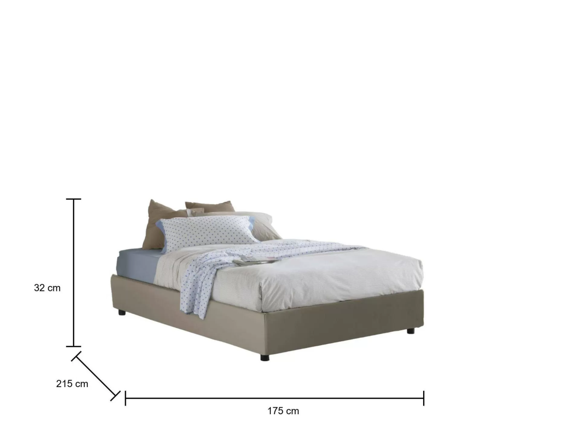Dmora Letti Matrimoniali<Letto matrimoniale Abbas, adatto per materasso Cm 160x200,
