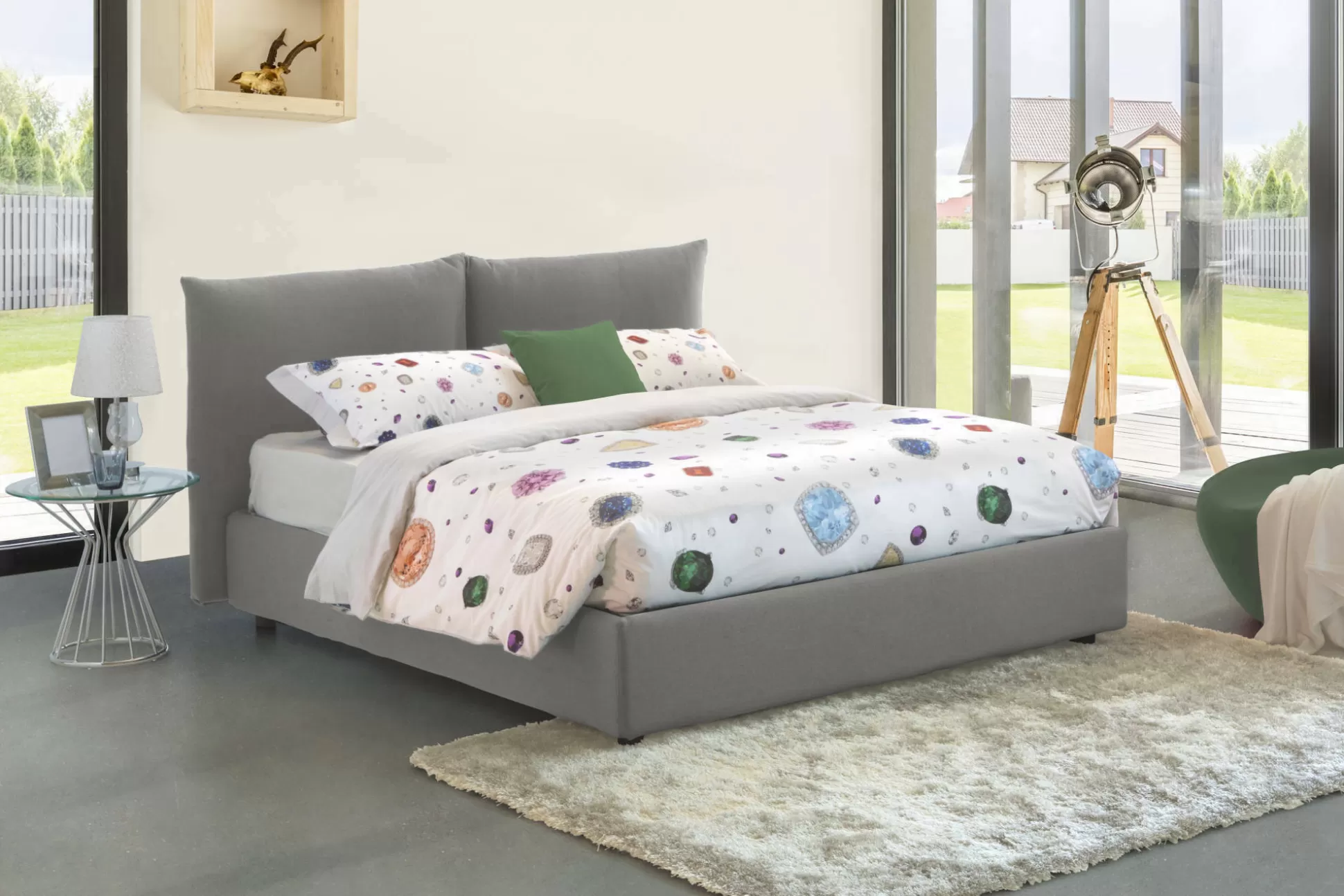 Dmora Letti Matrimoniali<Letto matrimoniale Aghineo, adatto per materasso Cm 160x200,