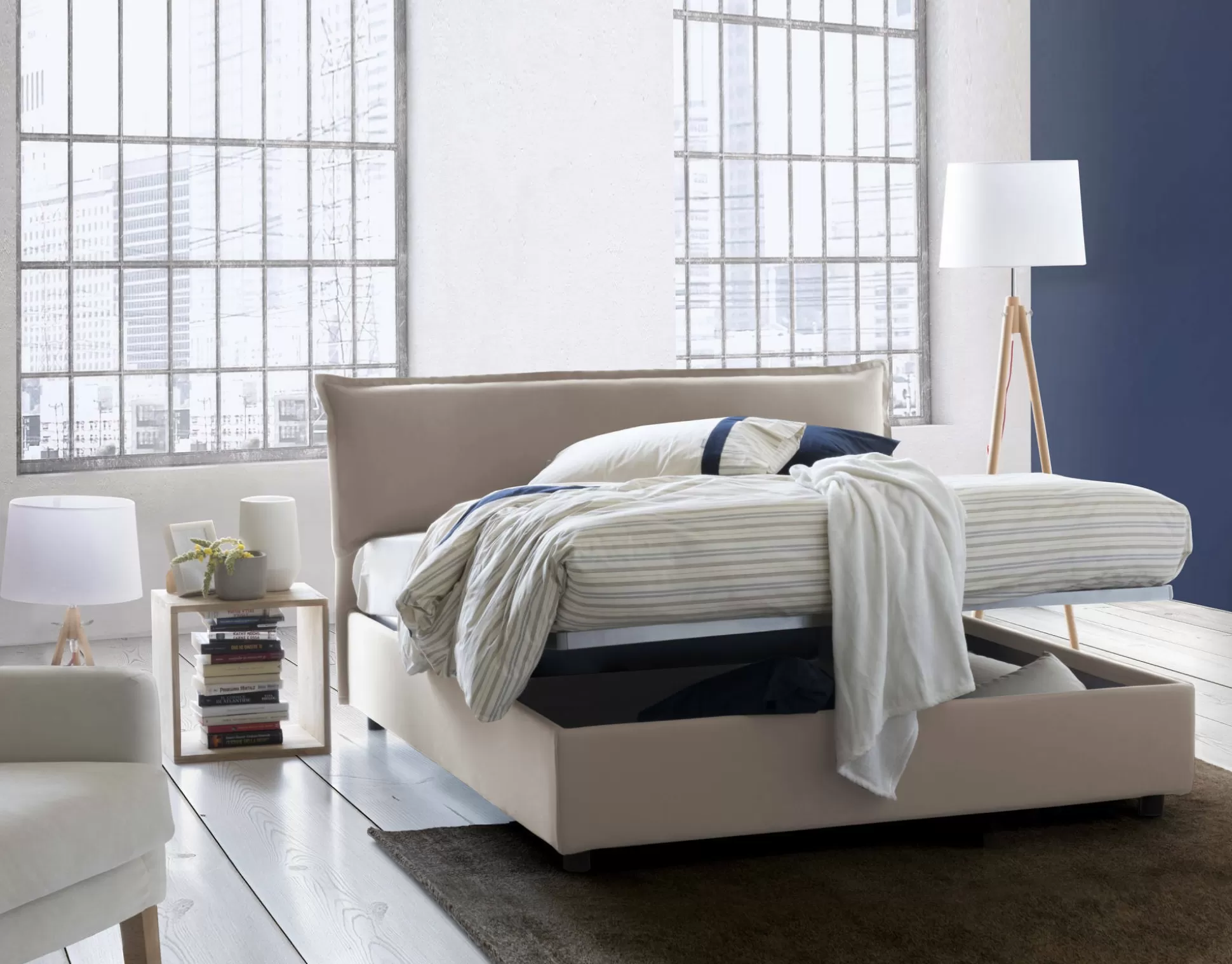 Dmora Letti Matrimoniali<Letto matrimoniale Aishia, con materasso Cm 160x200 incluso,