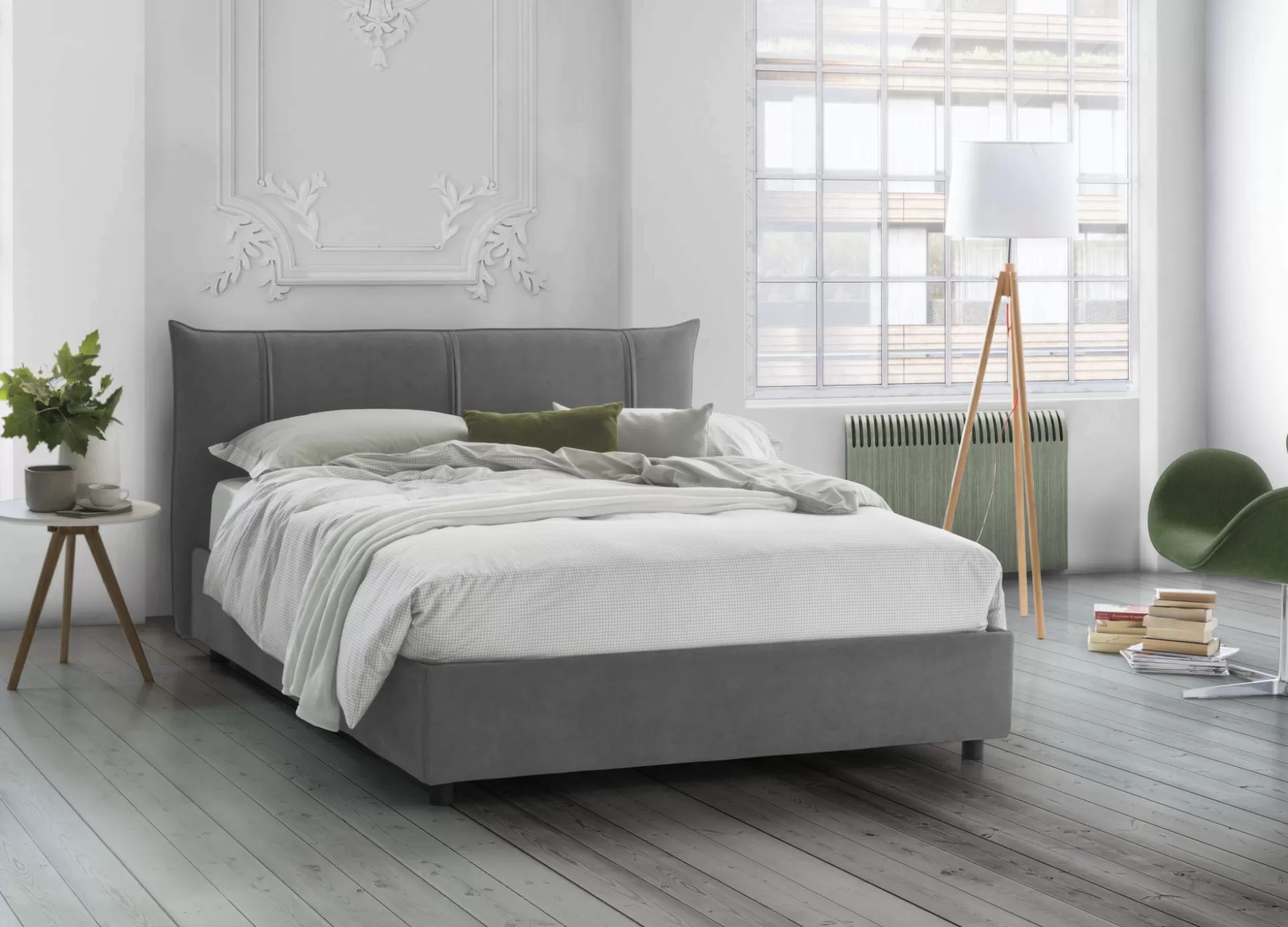 Dmora Letti Matrimoniali<Letto matrimoniale Akasha, adatto per materasso 160x190 cm,