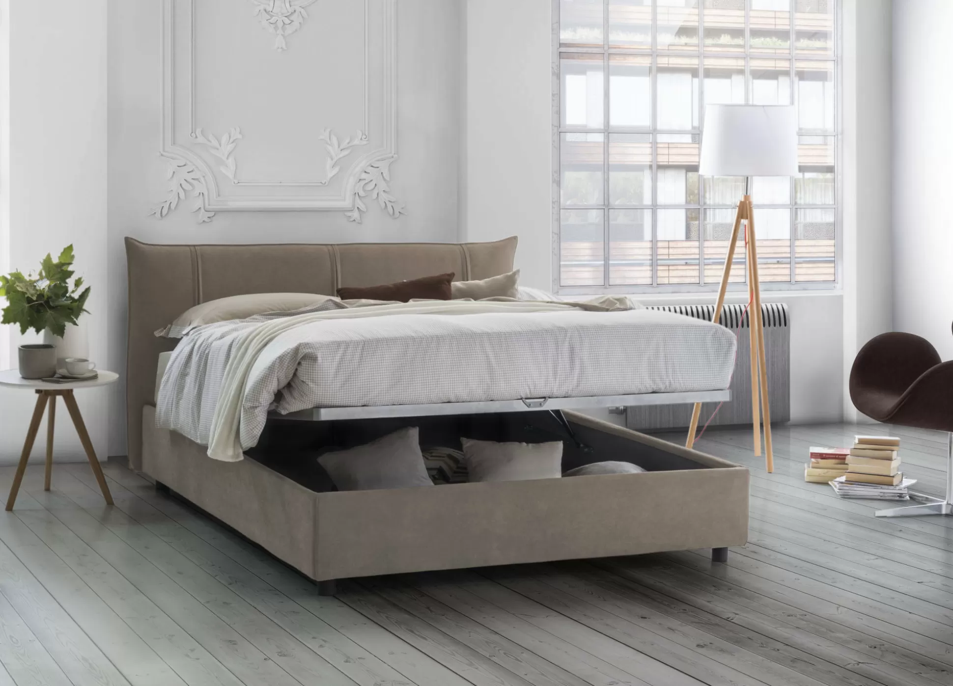 Dmora Letti Matrimoniali<Letto matrimoniale Akasha, adatto per materasso 160x190 cm,