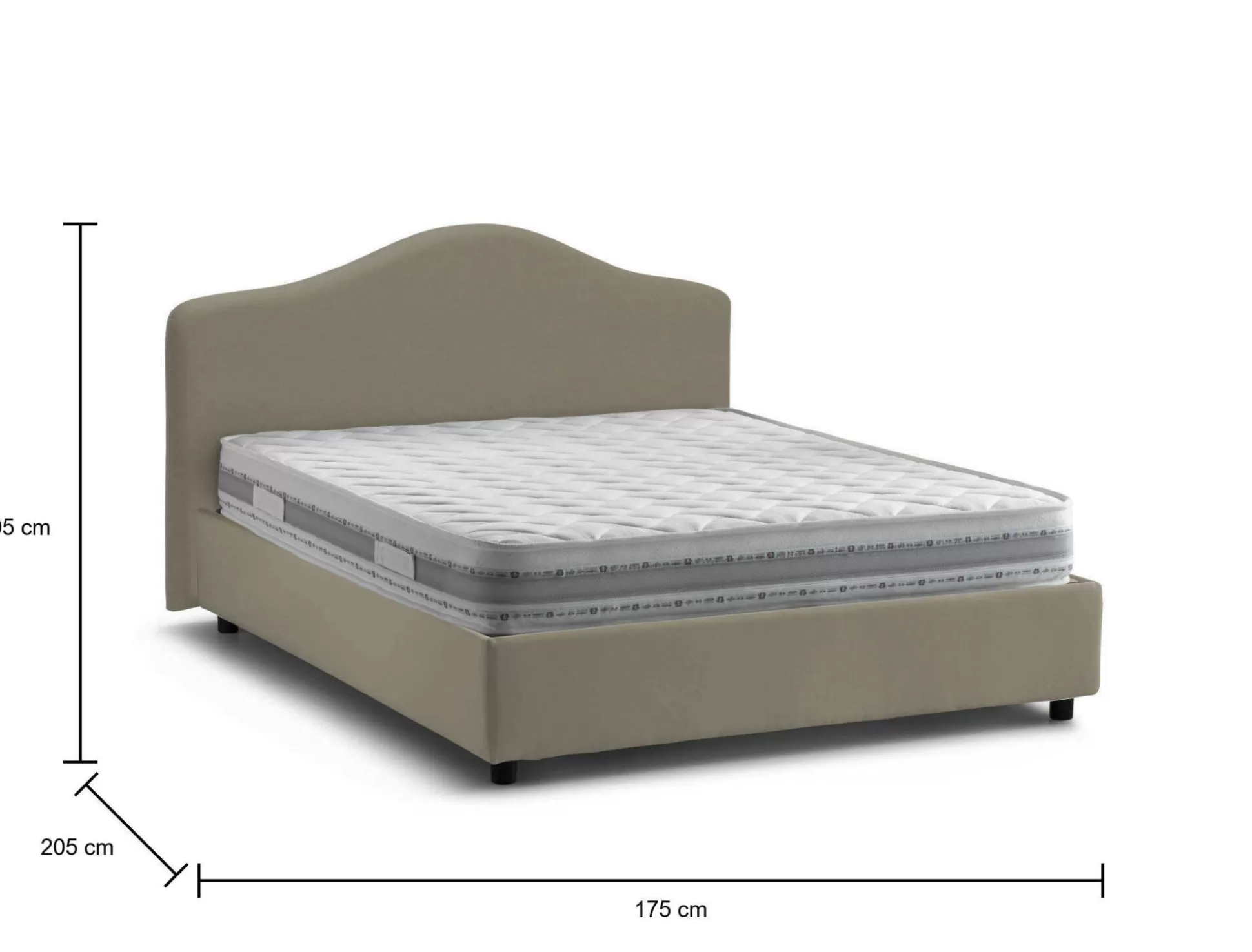 Dmora Letti Matrimoniali<Letto matrimoniale Akym, con materasso Cm 160x190 incluso,