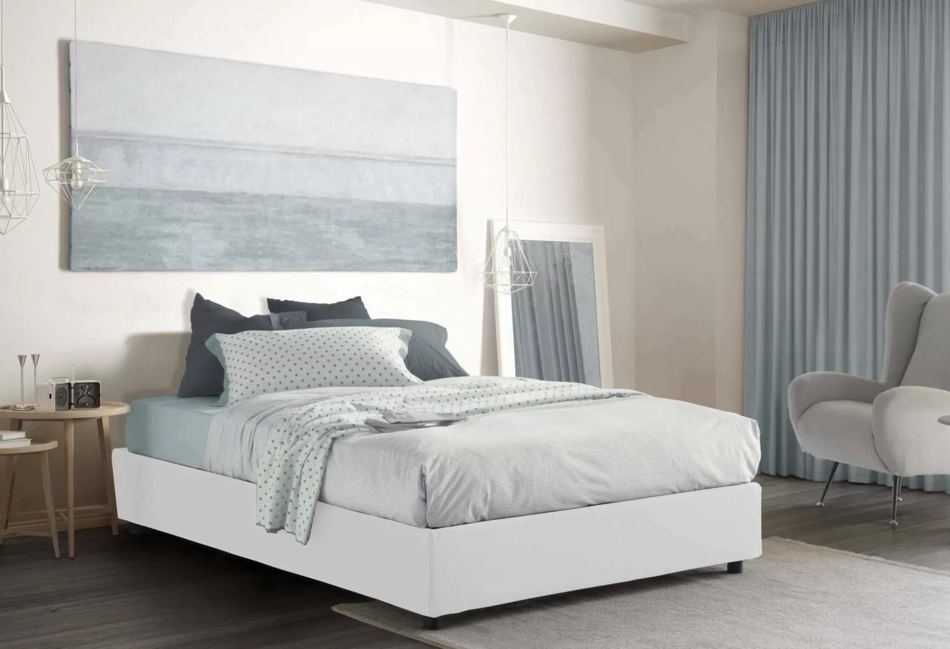Dmora Letti Matrimoniali<Letto matrimoniale Alaska, adatto per materasso Cm 160x200,