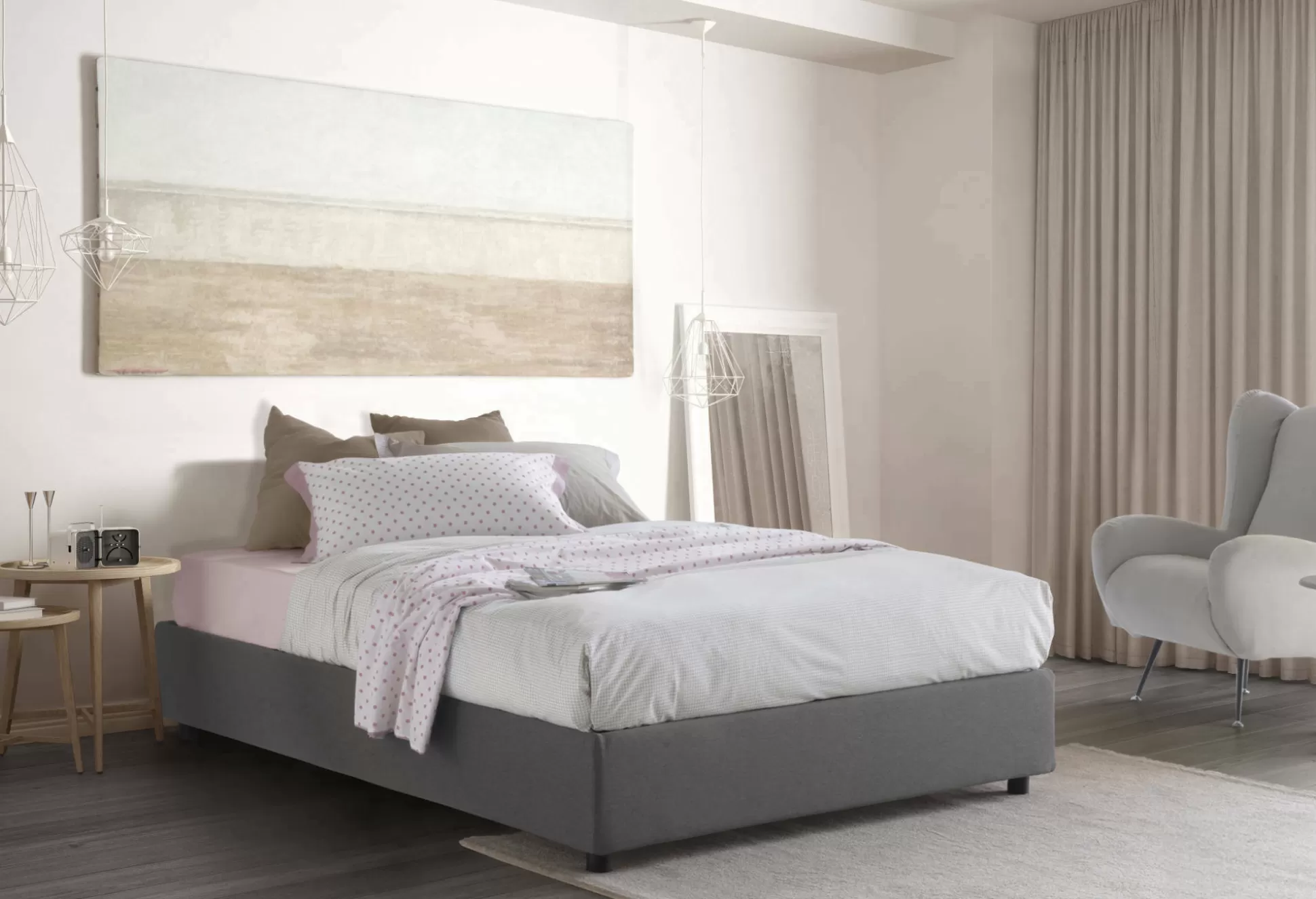 Dmora Letti Matrimoniali<Letto matrimoniale Alaska, adatto per materasso Cm 160x200,