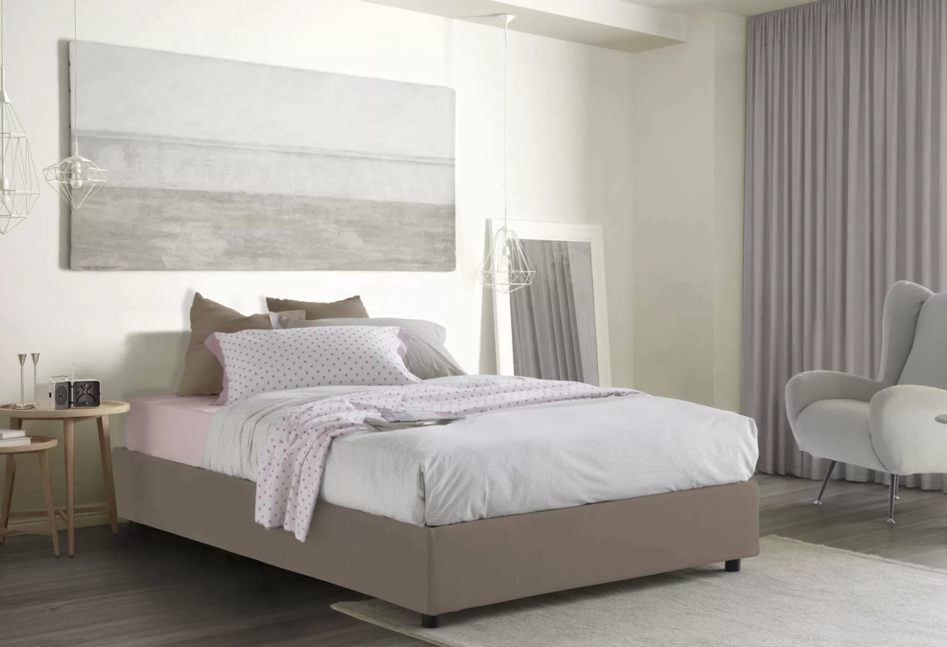 Dmora Letti Matrimoniali<Letto matrimoniale Alaska, adatto per materasso Cm 160x200,